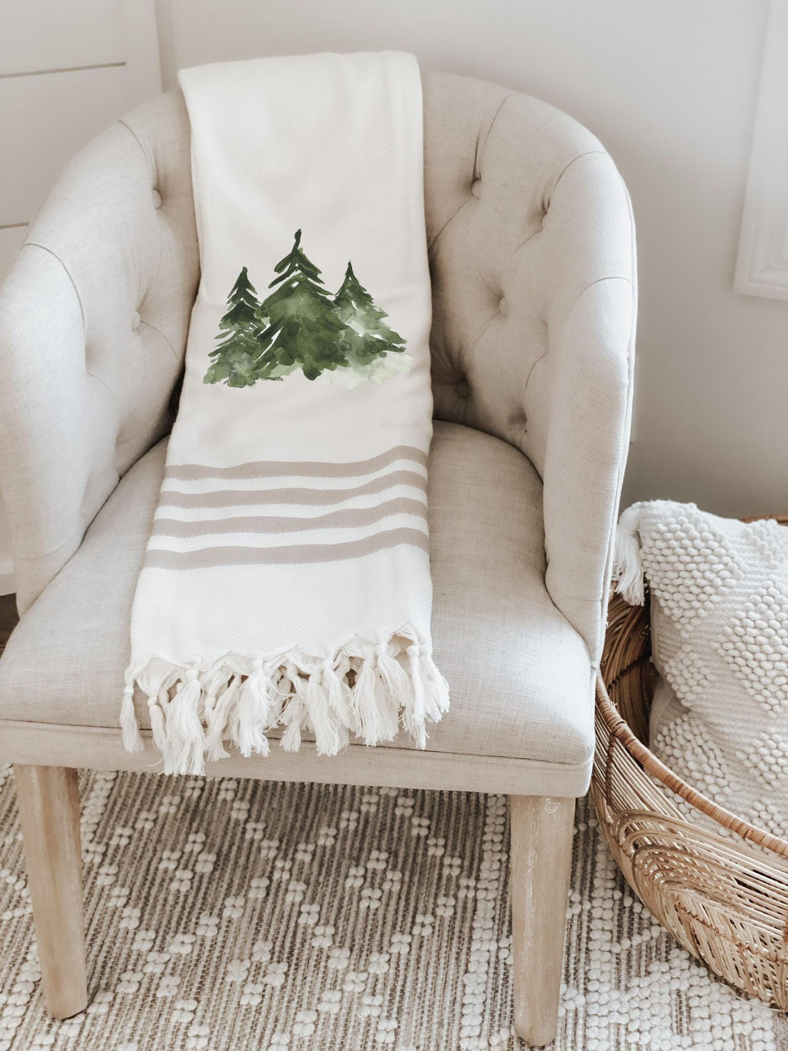 Christmas Throw Blanket - Trees Trio -Handmade in USA, Living Room, Holiday Throw Blanket, Festive Home Decor