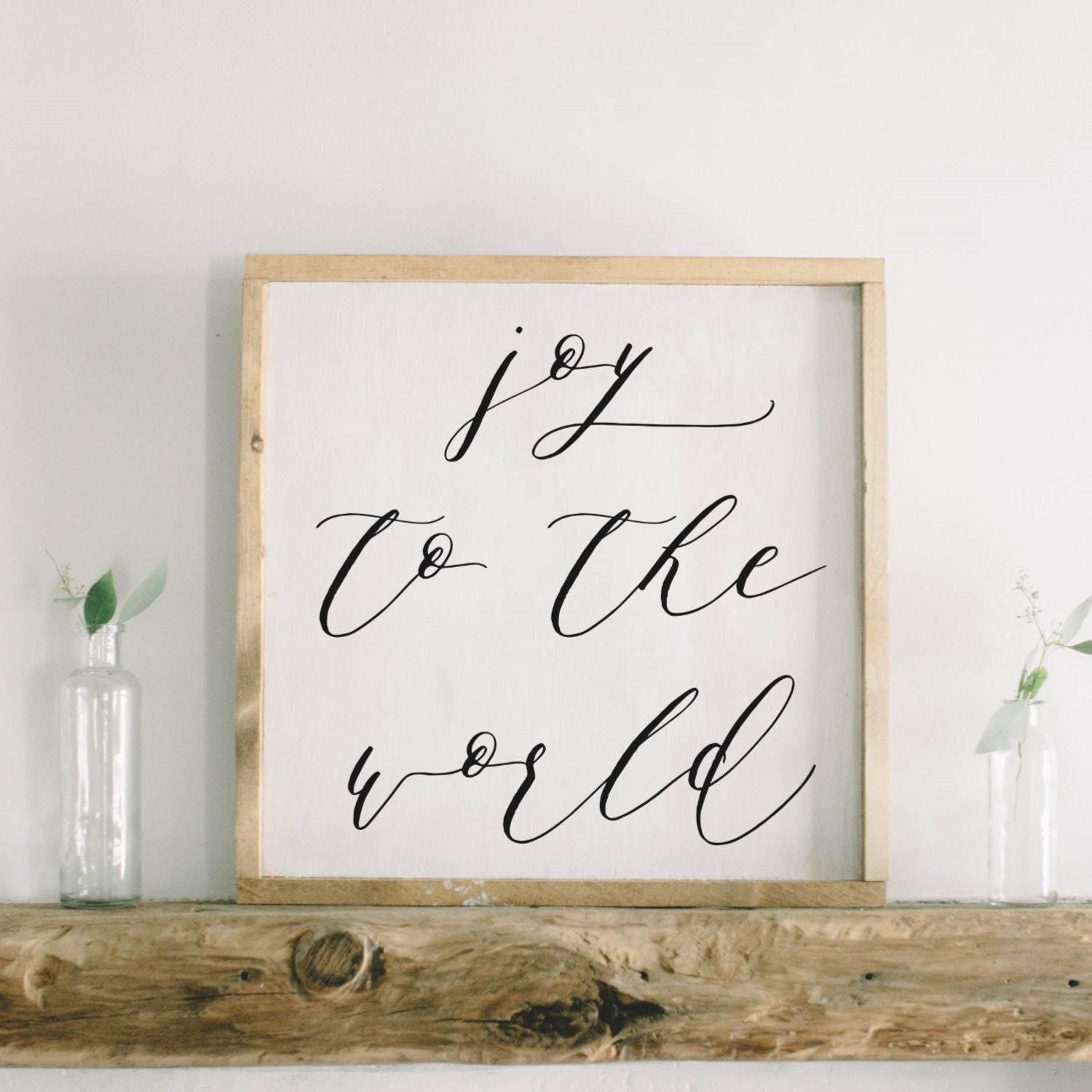 Wood Framed Sign - Joy To The World Wood Framed Sign, gallery wall, housewarming gift, framed decor, farmhouse style, wall decor
