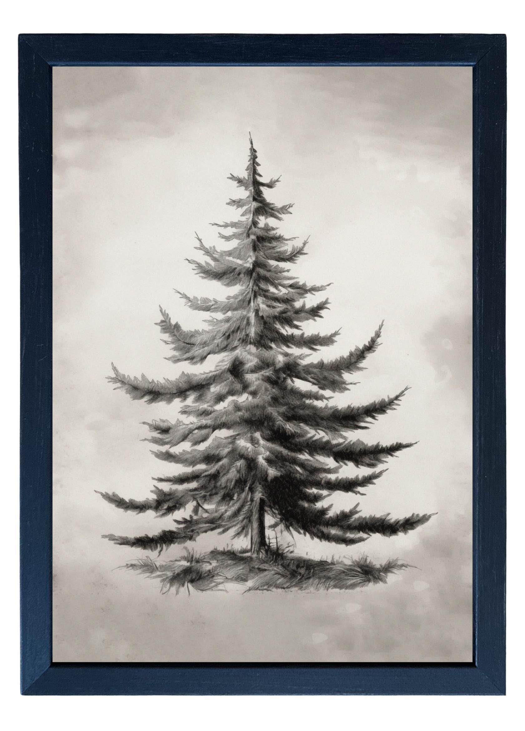 Wood Framed Print - Black and White Winter Tree - Handmade in USA, gallery wall art, holiday wall art, christmas decor, framed decor