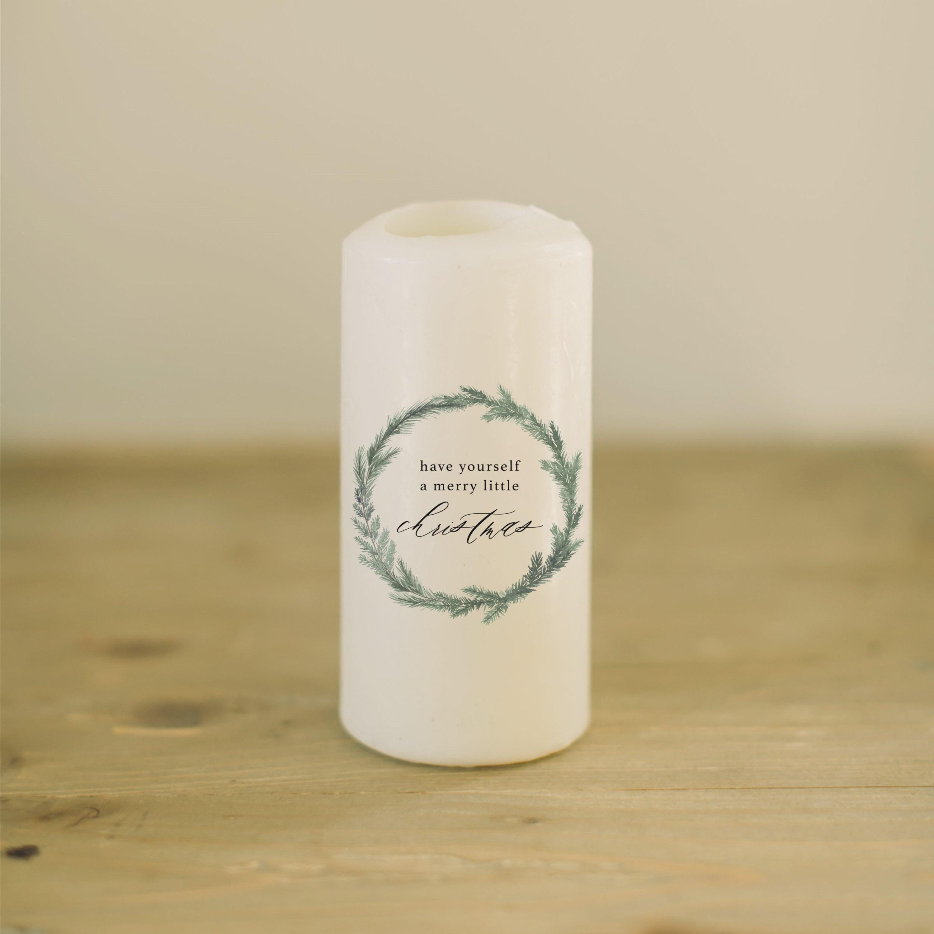 Christmas Pillar Candle - Have Yourself a Merry Christmas Wreath, home decor, housewarming gift, rustic, Christmas Decor, Holiday Decor,