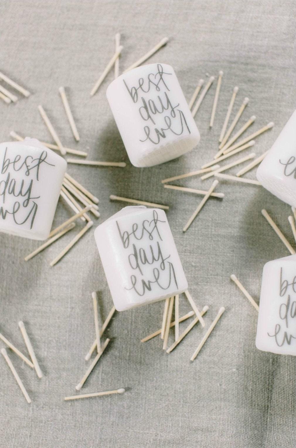 Wedding Favor - Set of 50 - 4" Pillar Candles - wedding favors, wedding décor, best day ever, love, thank you gift