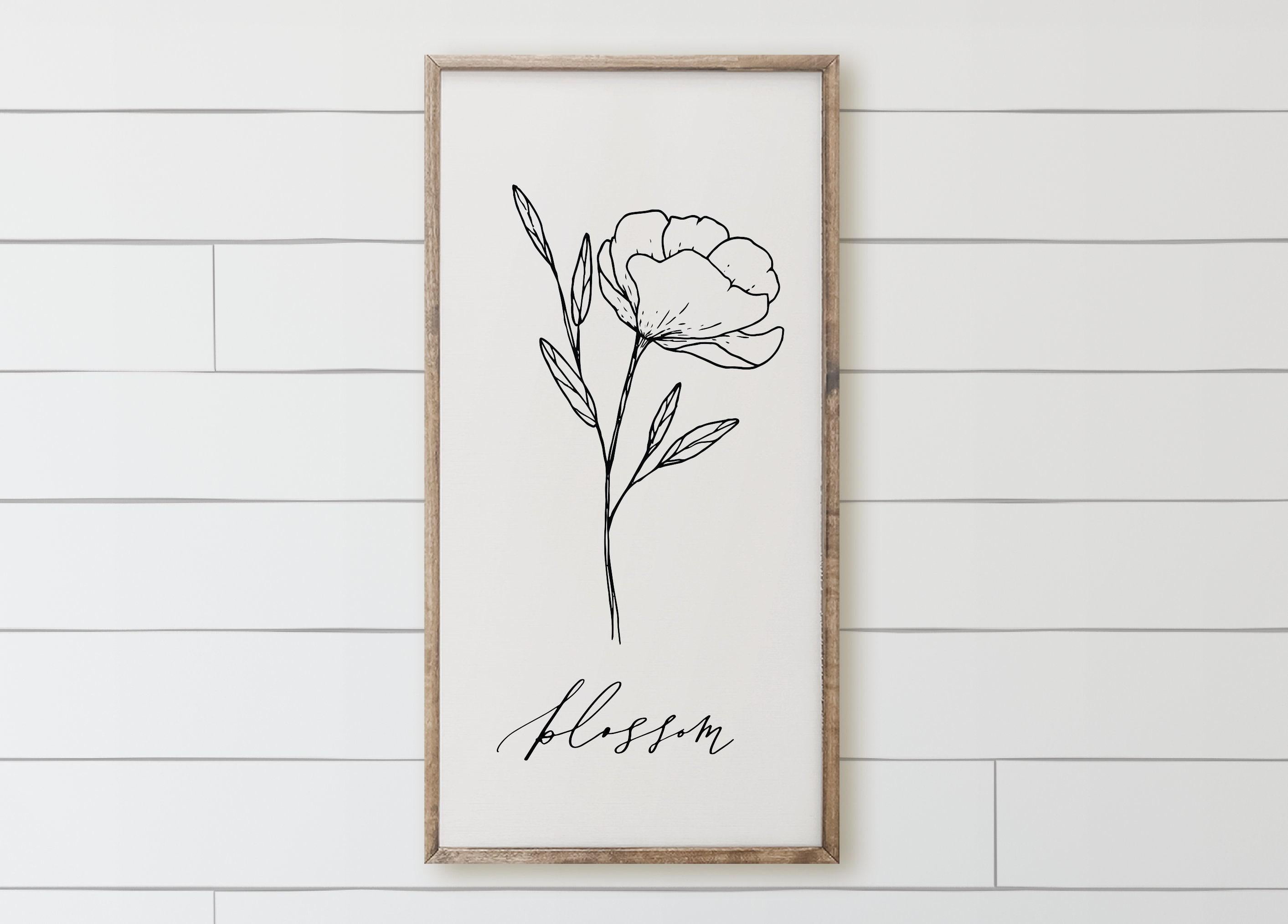 Wood Framed Sign - Blossom Wildflower, rustic home decor, gallery wall, housewarming gift, framed decor, farmhouse style, spring decor