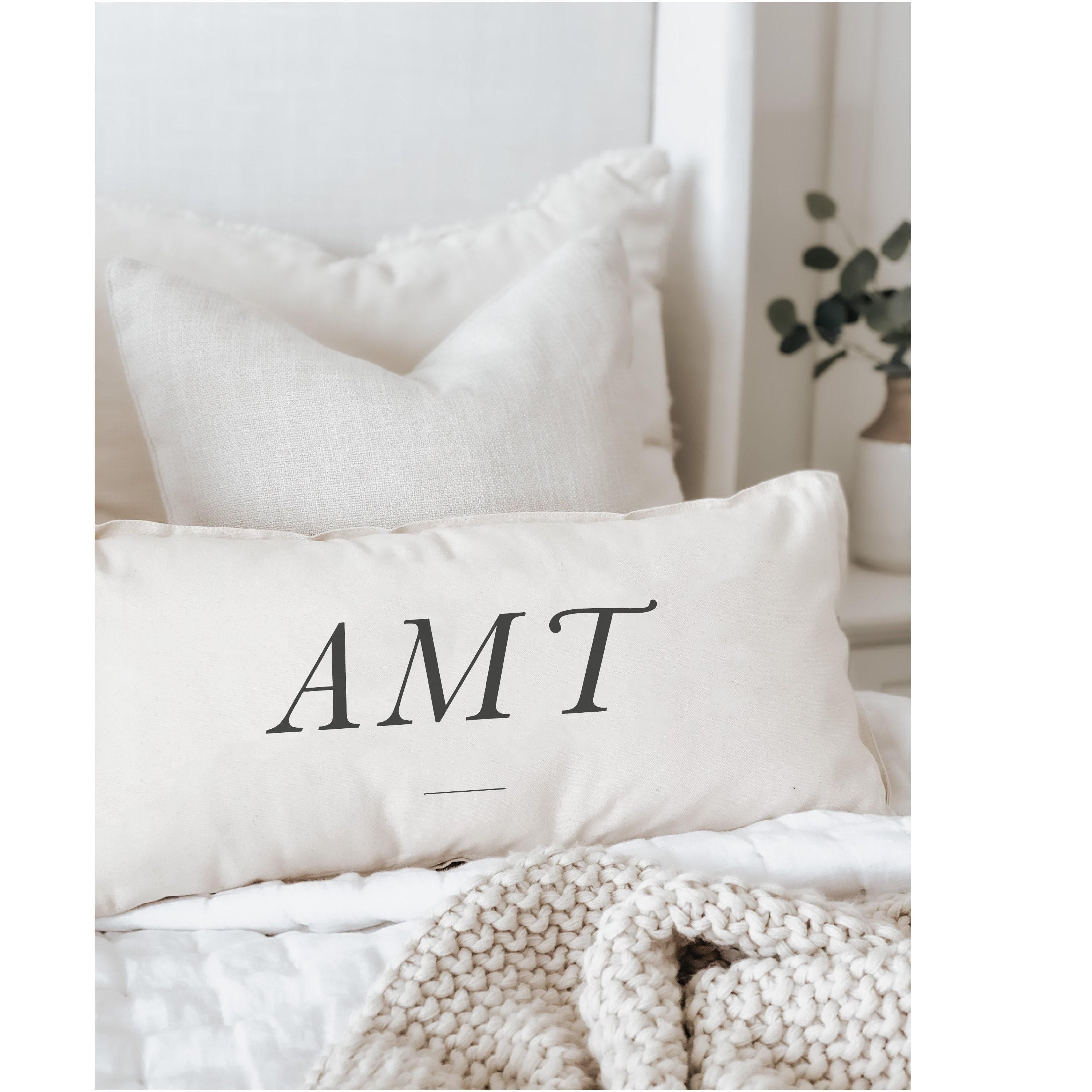 Personalized Monogram Lumbar Pillow: Farmhouse Home Decor