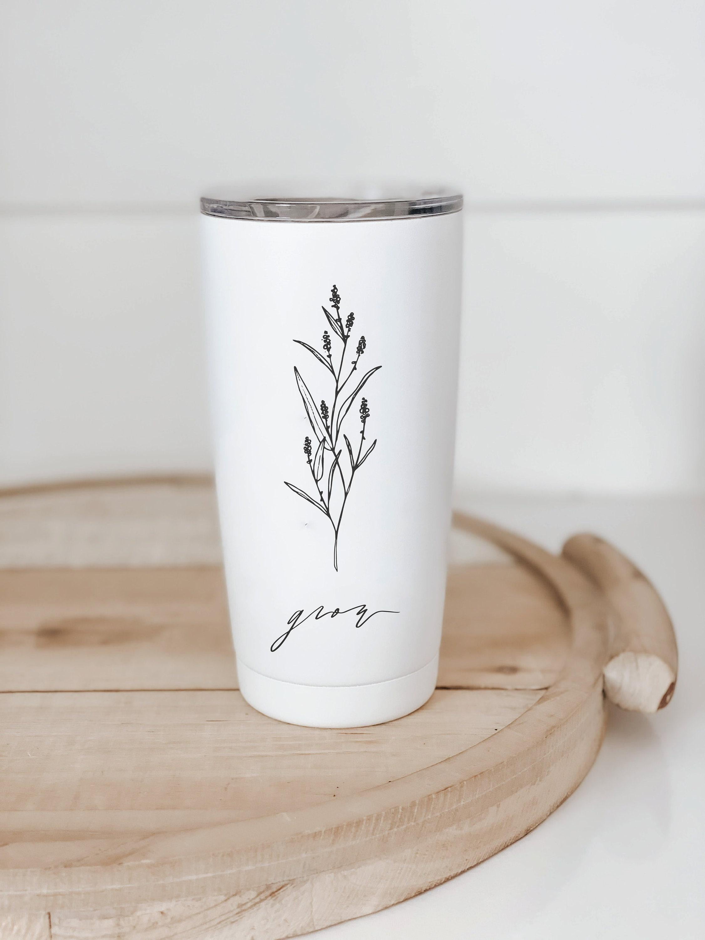 Travel Mug - Wildflower Design - mug, coffee lover, tumbler, drinkware, everyday, travel