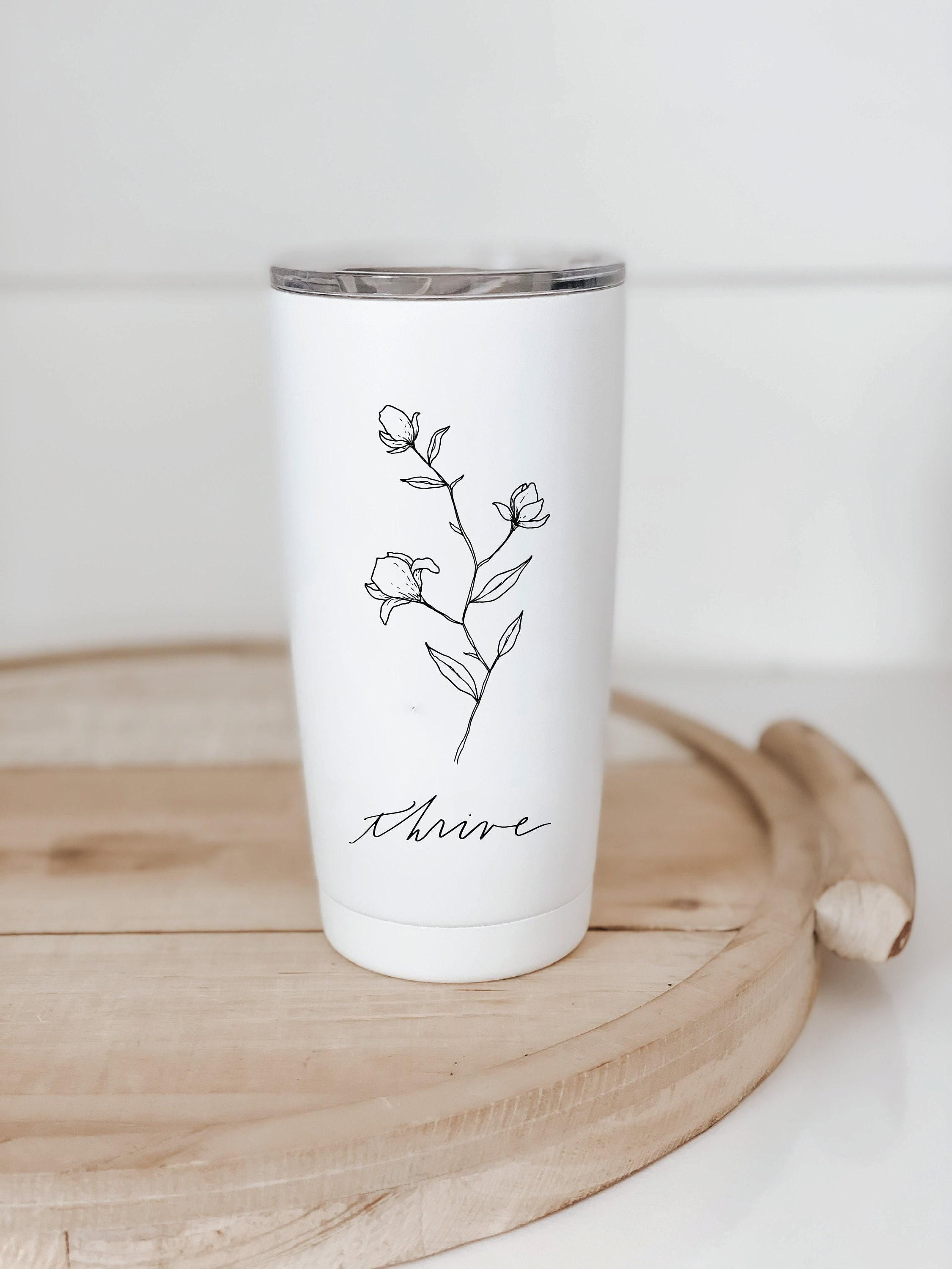 Travel Mug - Wildflower Design - mug, coffee lover, tumbler, drinkware, everyday, travel