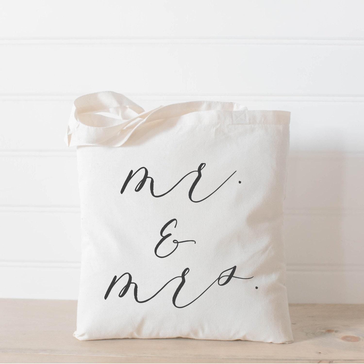 Mr & Mrs Organic Cotton Tote Bag: Wedding Favor Gift