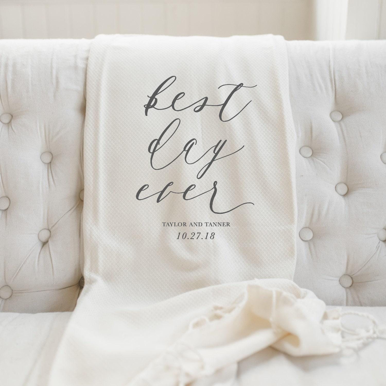 Throw Blanket - Personalized Best Day Ever, present, housewarming gift, decorative blanket, cozy, birthday gift