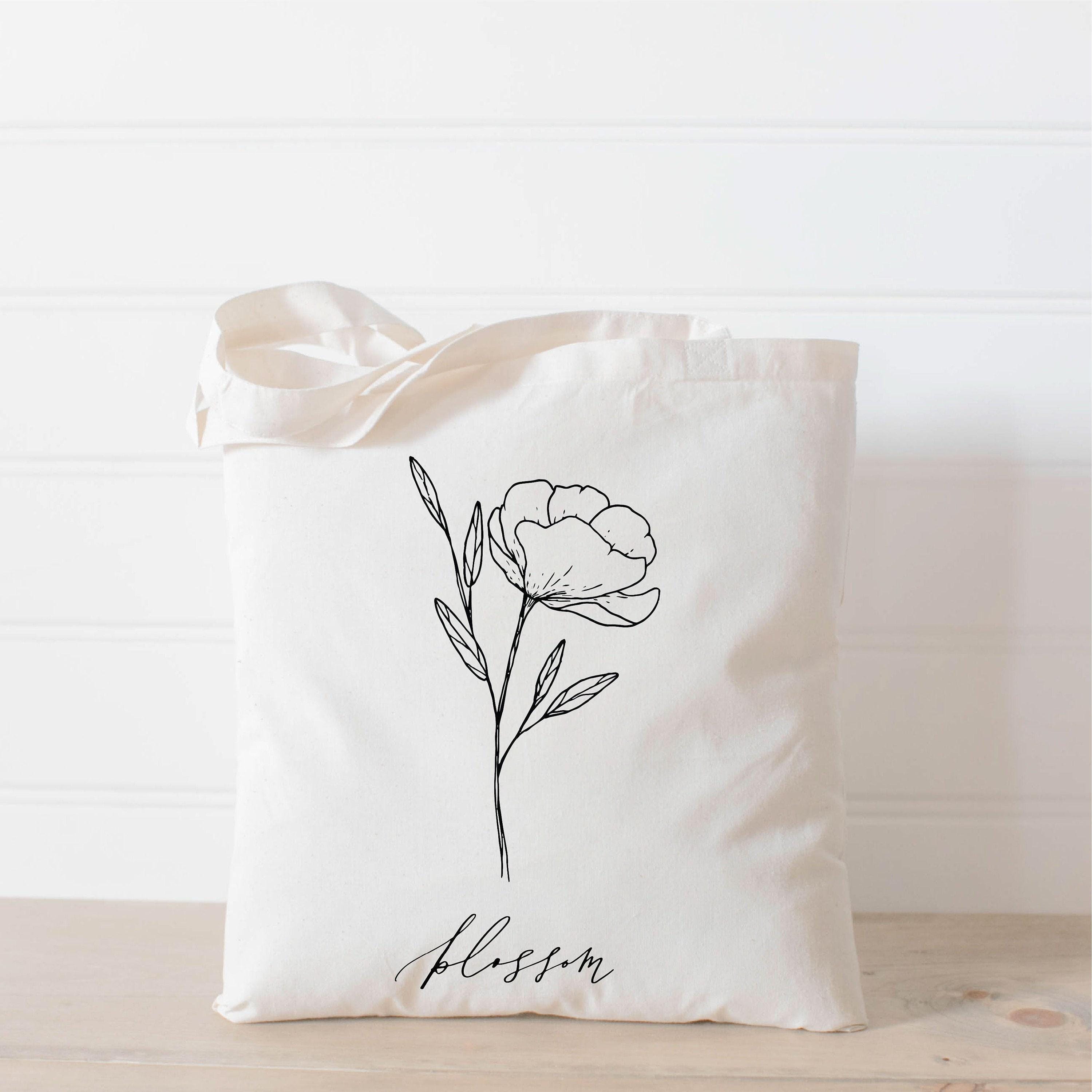 Tote Bag - Blossom Wildflower, present, housewarming gift, wedding favor, bridesmaid gift, women's gift, spring gift