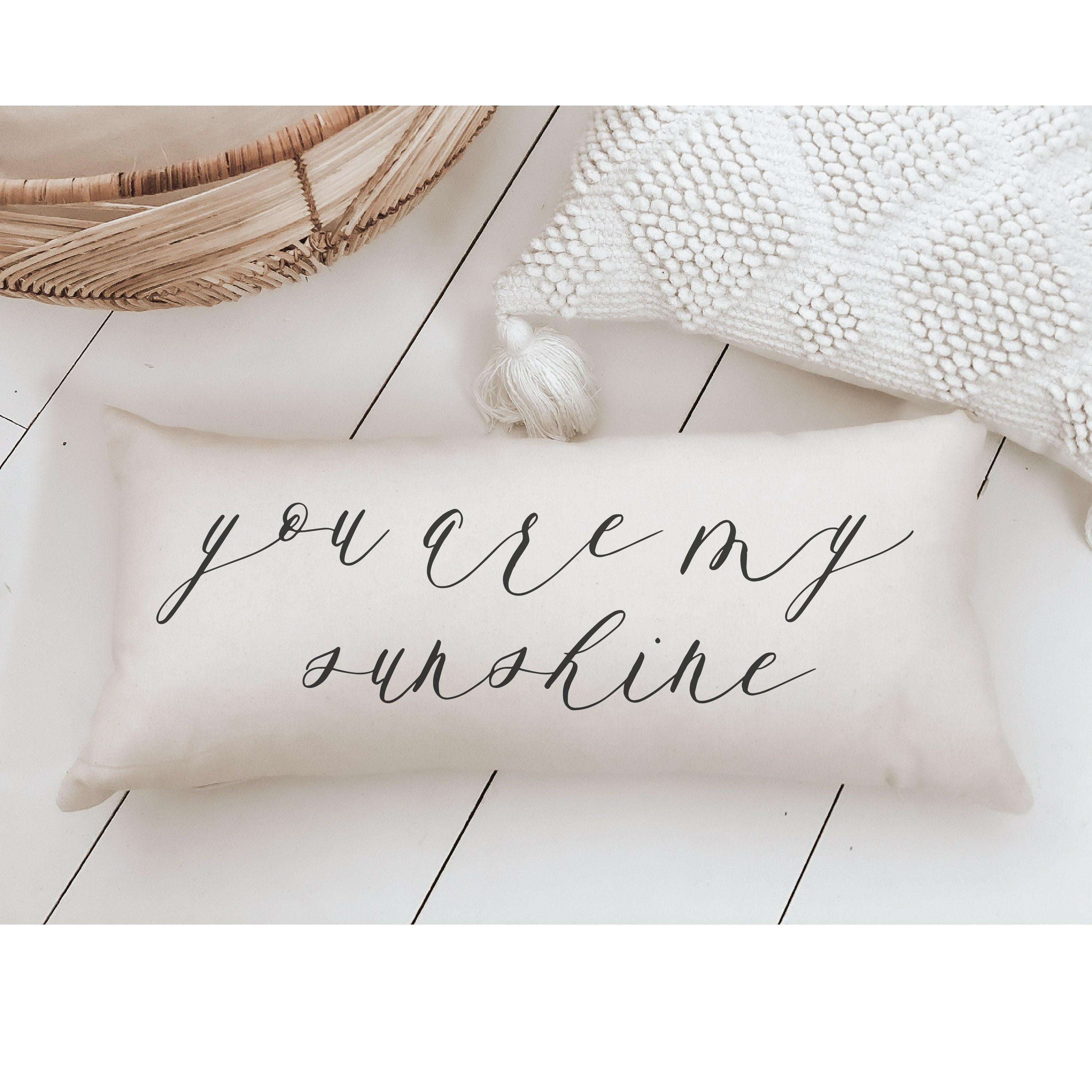 You Are My Sunshine Lumbar Pillow: Handmade USA Cotton Cushion Cover