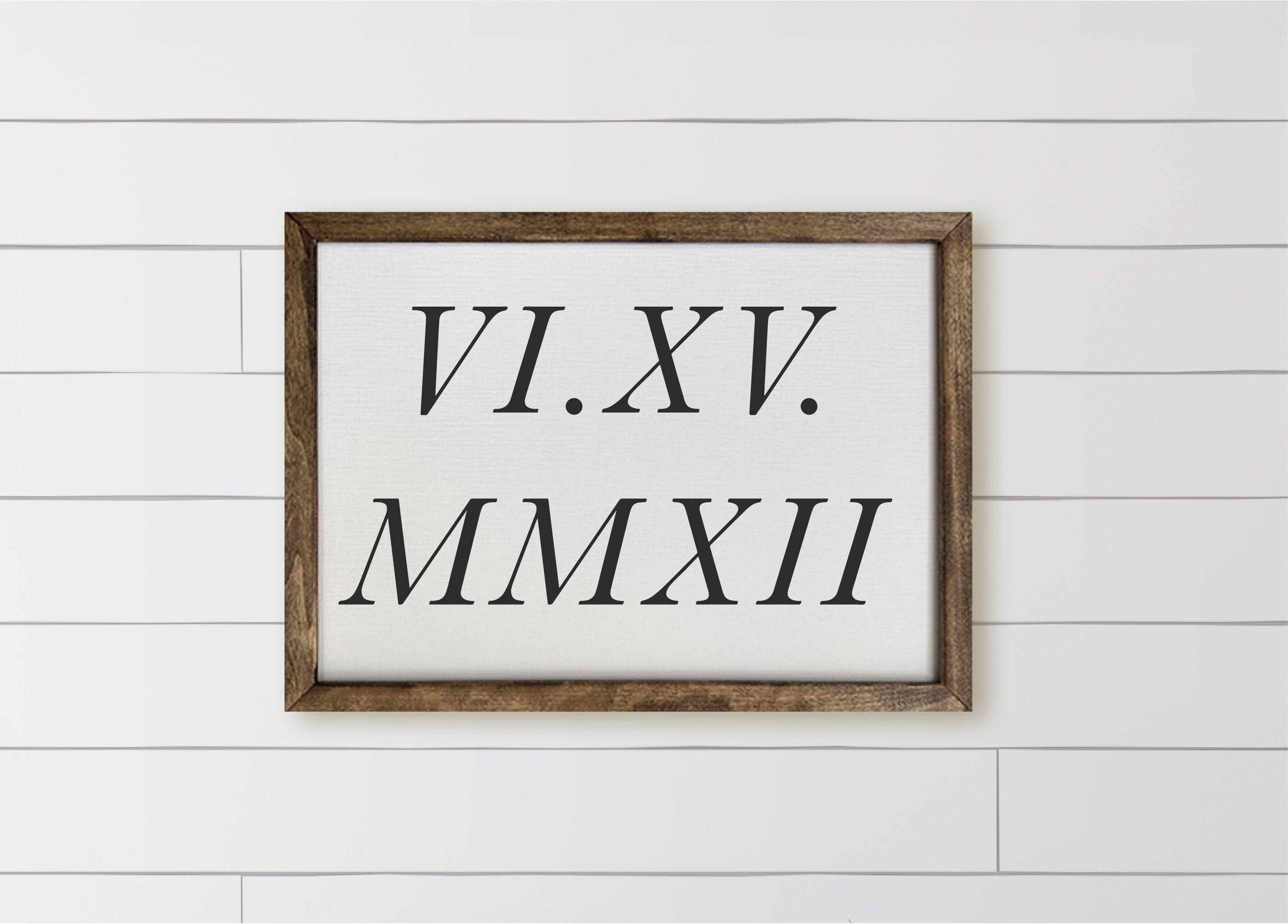 Personalized Roman Numerals Wood Framed Sign: Rustic Home Decor