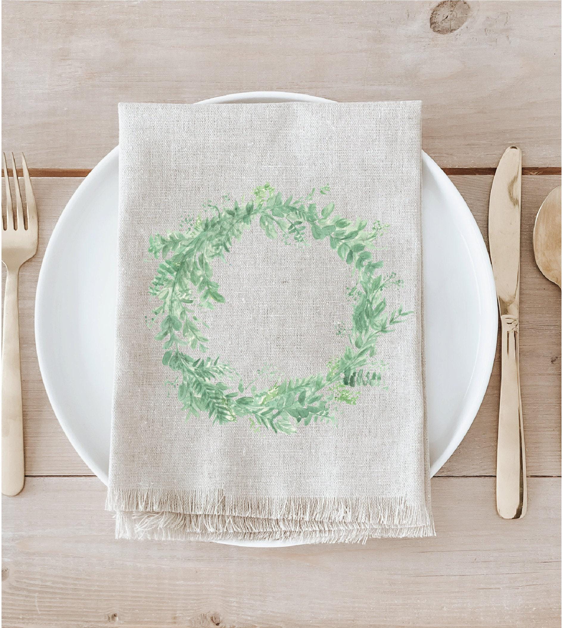 Napkin - Floral Wreath Watercolor, home decor, housewarming gift, tableware, place setting, dinner party, place setting, table setting