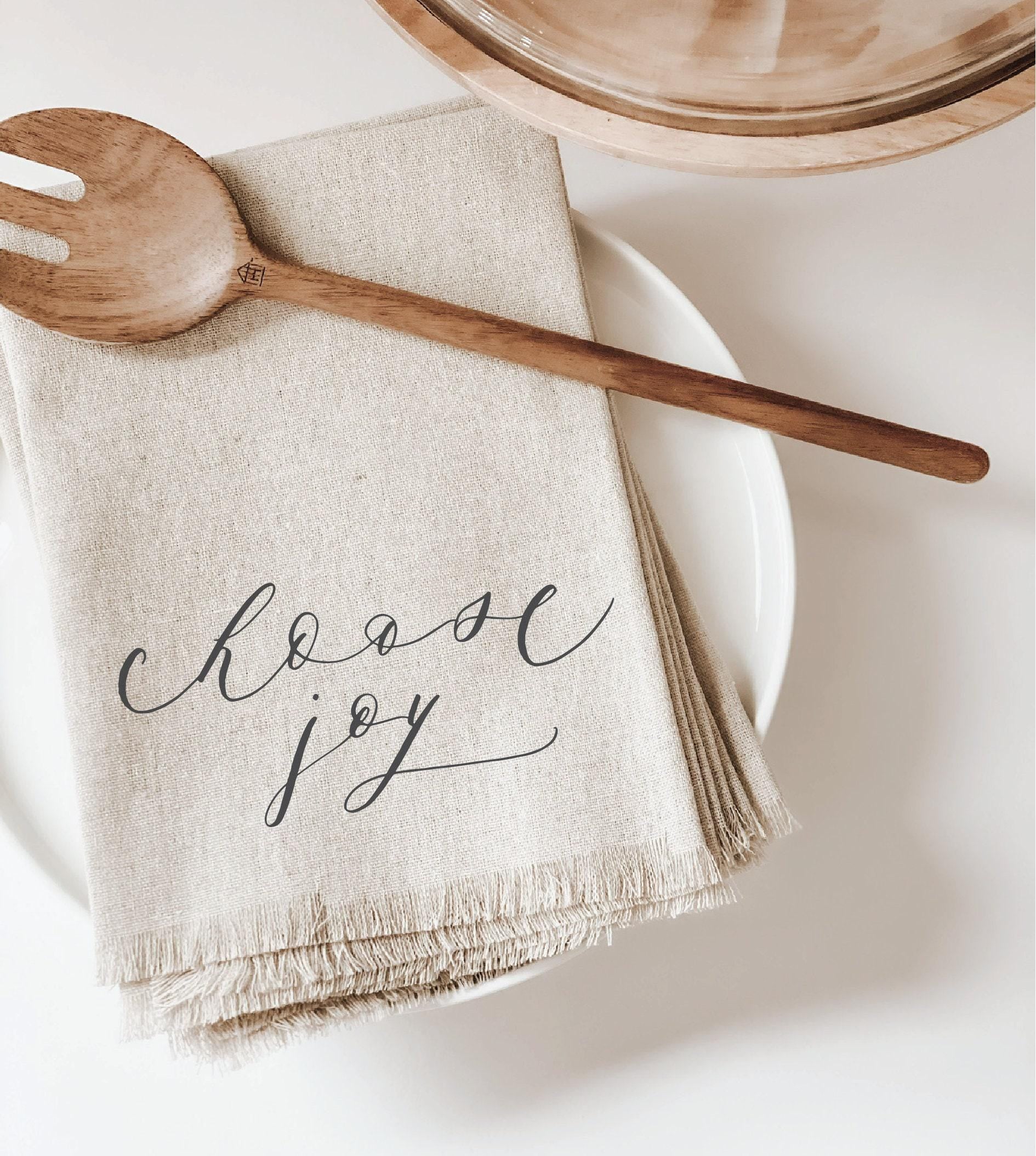 Choose Joy Linen Napkin: Rustic Farmhouse Table Decor