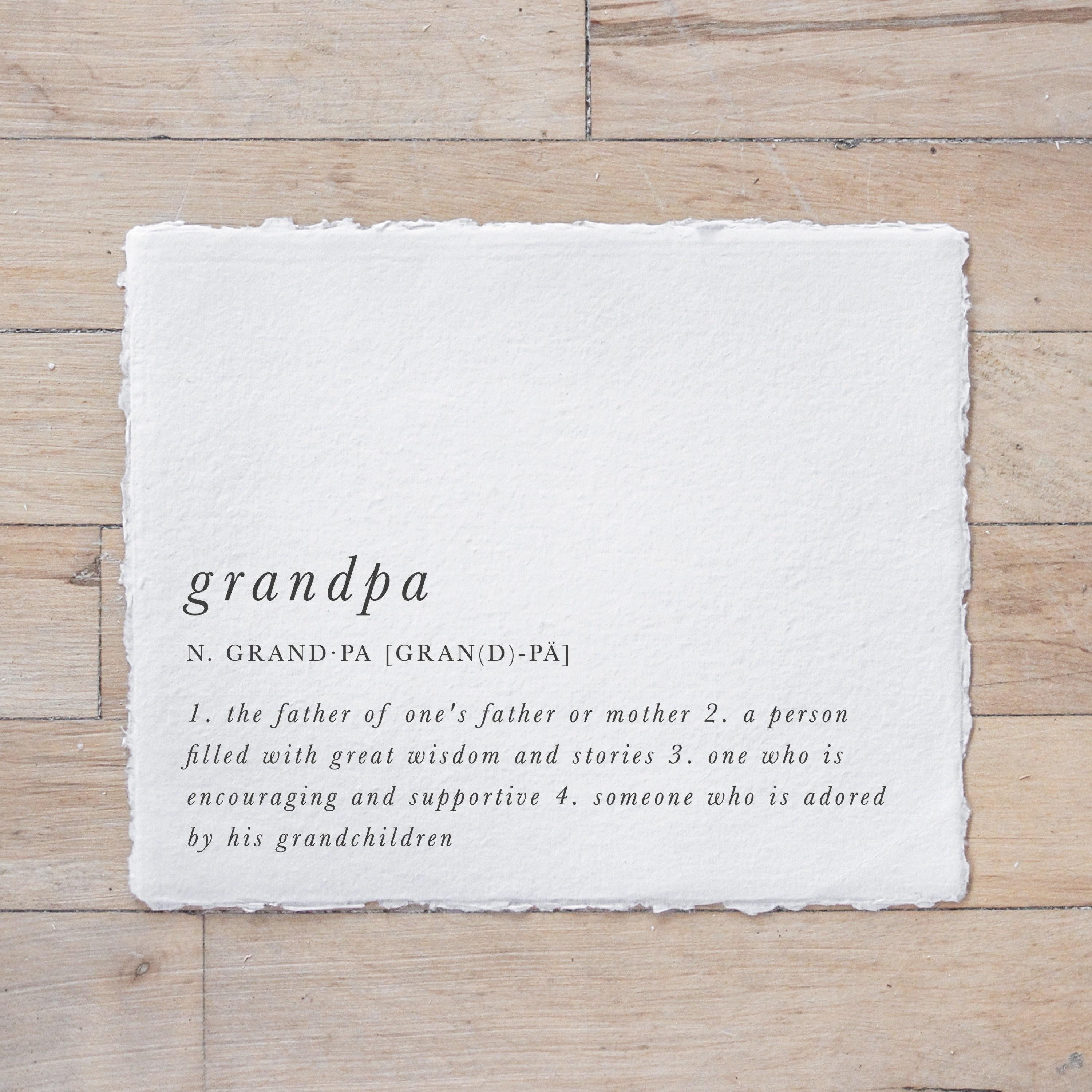 Calligraphy Print - Grandpa Definition - Horizontal, father's day gift, present for dad, gift for grandpa, grandfather quote