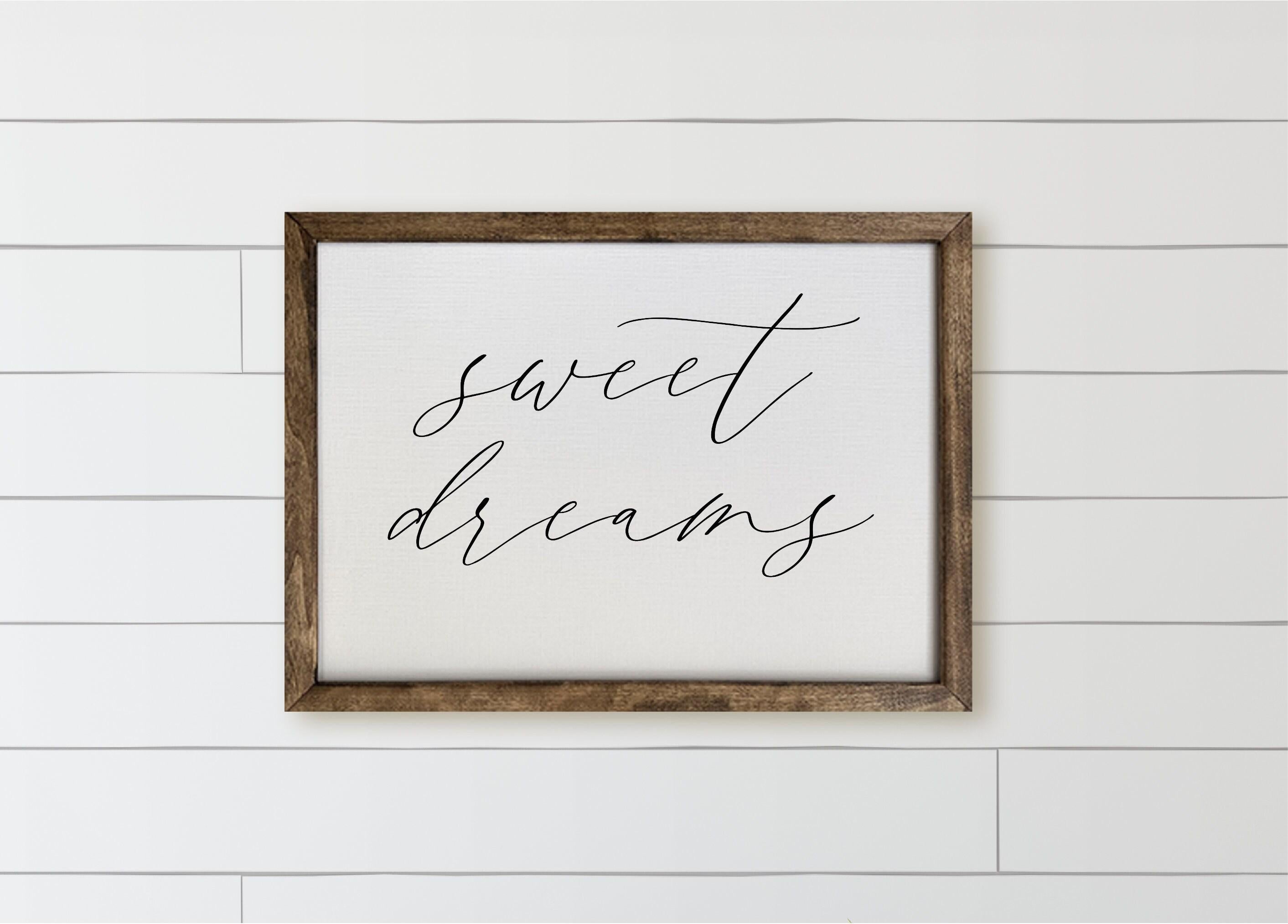 Sweet Dreams Wood Framed Sign: Rustic Farmhouse Wall Decor