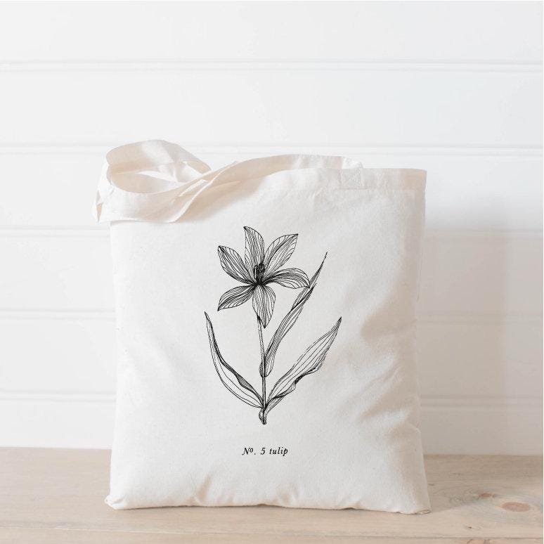 LMB x PCB - Botanical Flowers Tote Bag, present, housewarming gift, tote, bag, womens gift, Liz Marie Blog, LMB, everyday, flowers
