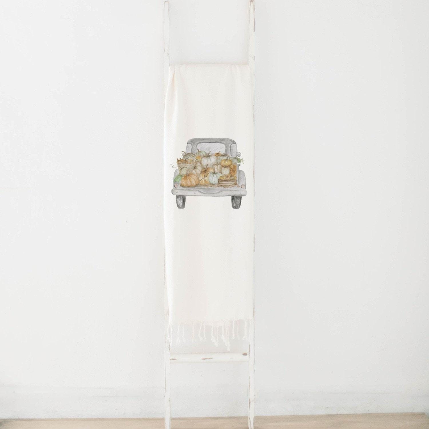 Throw Blanket - Pumpkin Truck Watercolor, housewarming gift, decorative blanket, cozy, fall decor, autumn designs, soft and comfy