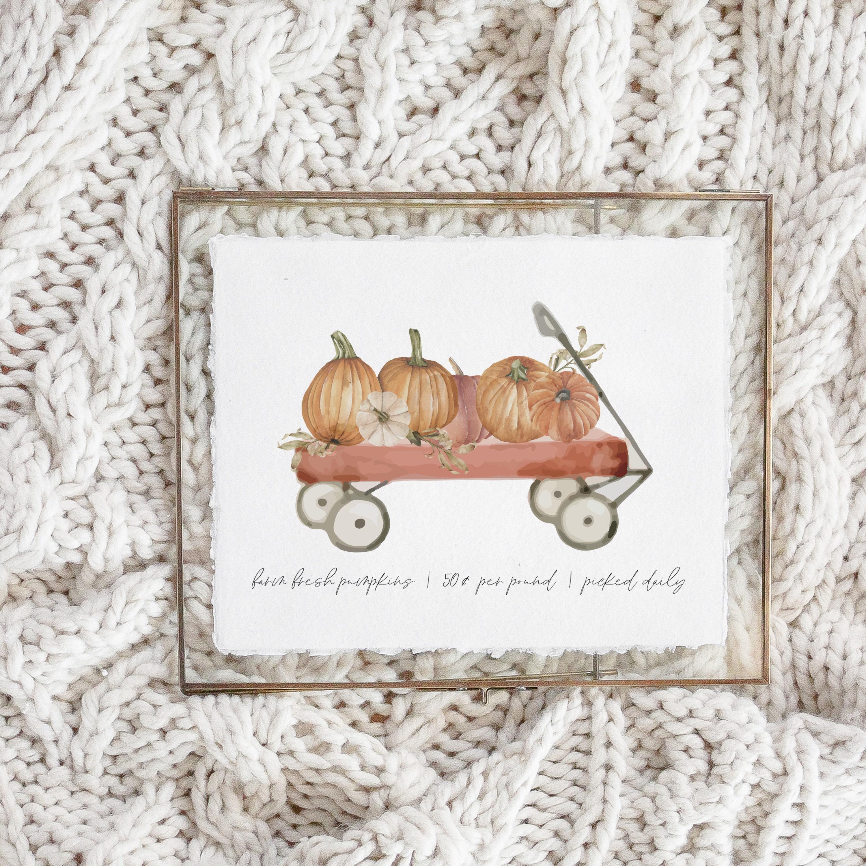 Fall Calligraphy Print - Pumpkin Wagon Watercolor, Fall Decor, Gift, Holiday Gift, Seasonal Home Decor, Fall gifts