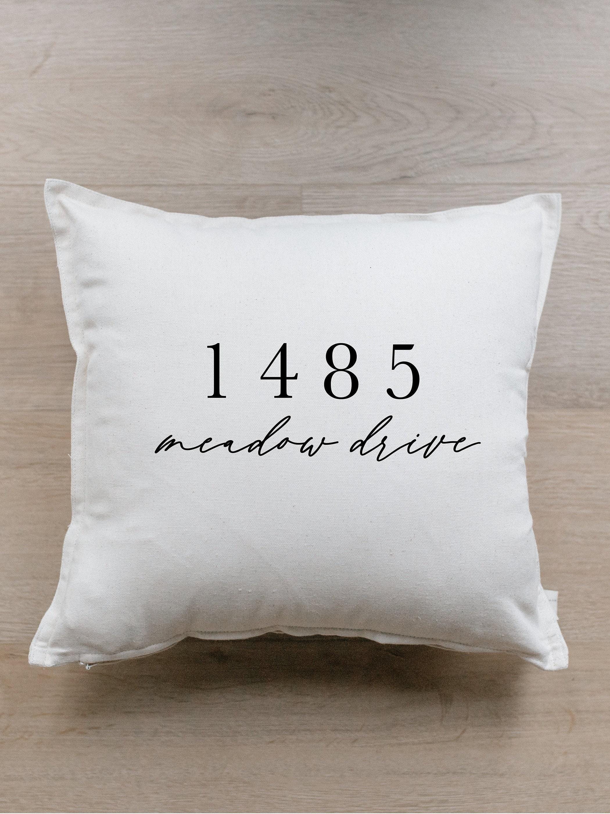 Throw Pillow - Personalized Street Address - Handmade, 100% Cotton, Calligraphy Home Decor, Shop Small, Housewarming gift!