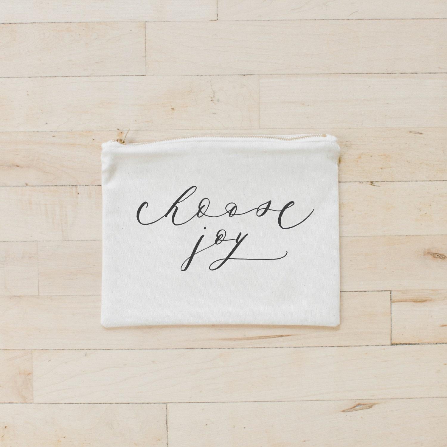 Choose Joy Cosmetic Bag: Handmade Natural Cotton Makeup Bag