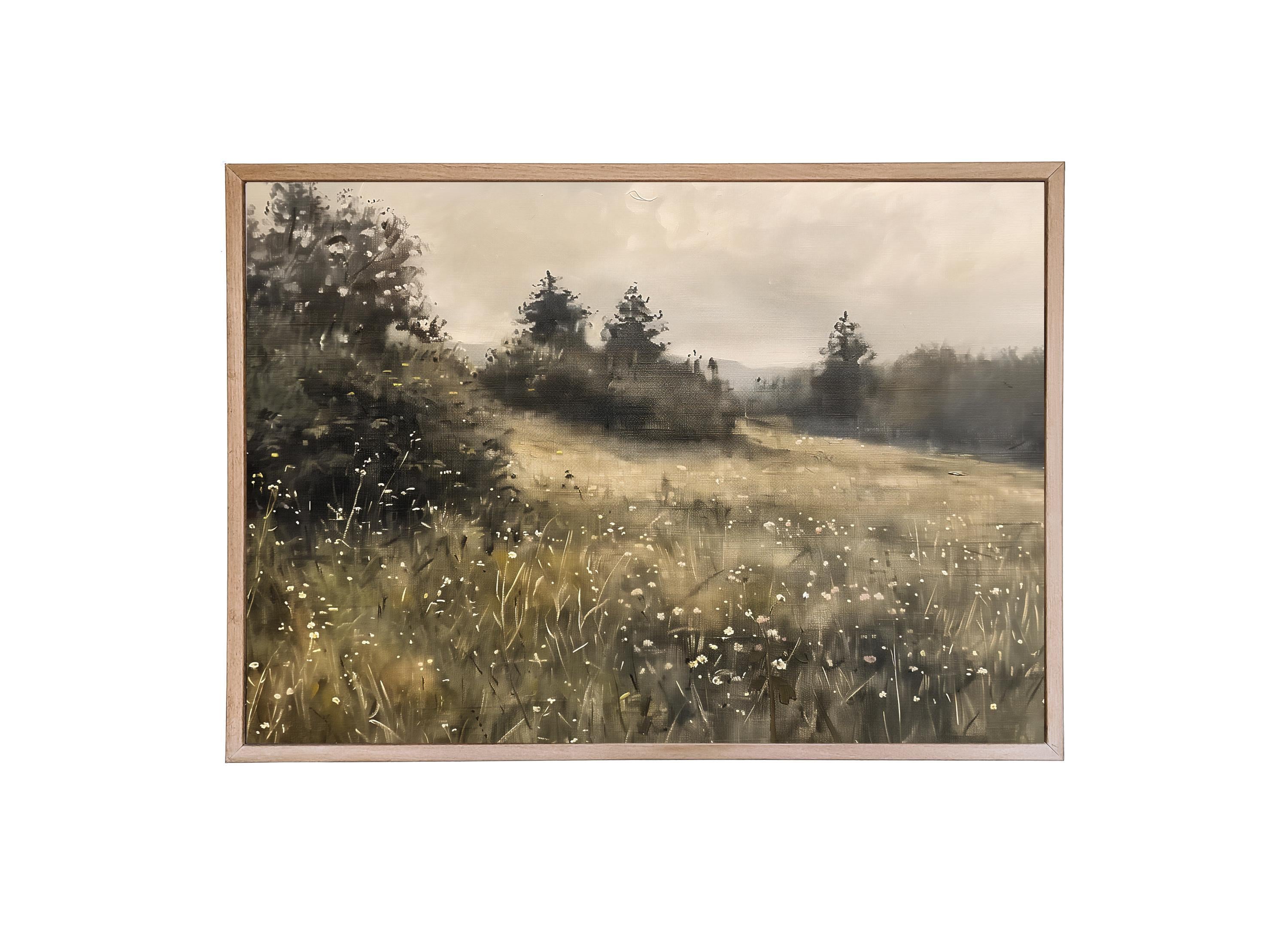 Wood Framed Print - Evergreen Field - Handmade in USA, gallery wall art, framed decor