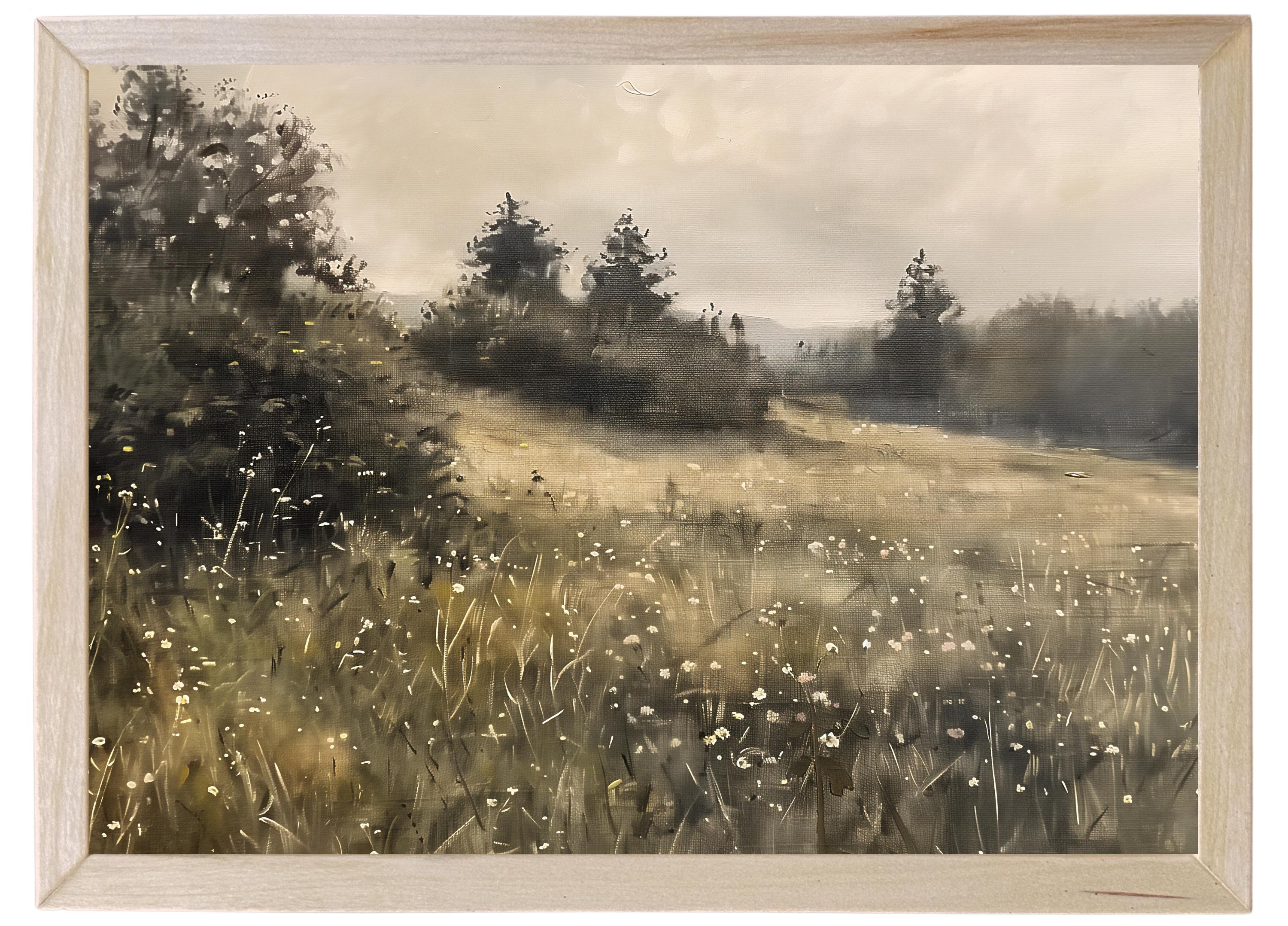 Wood Framed Print - Evergreen Field - Handmade in USA, gallery wall art, framed decor