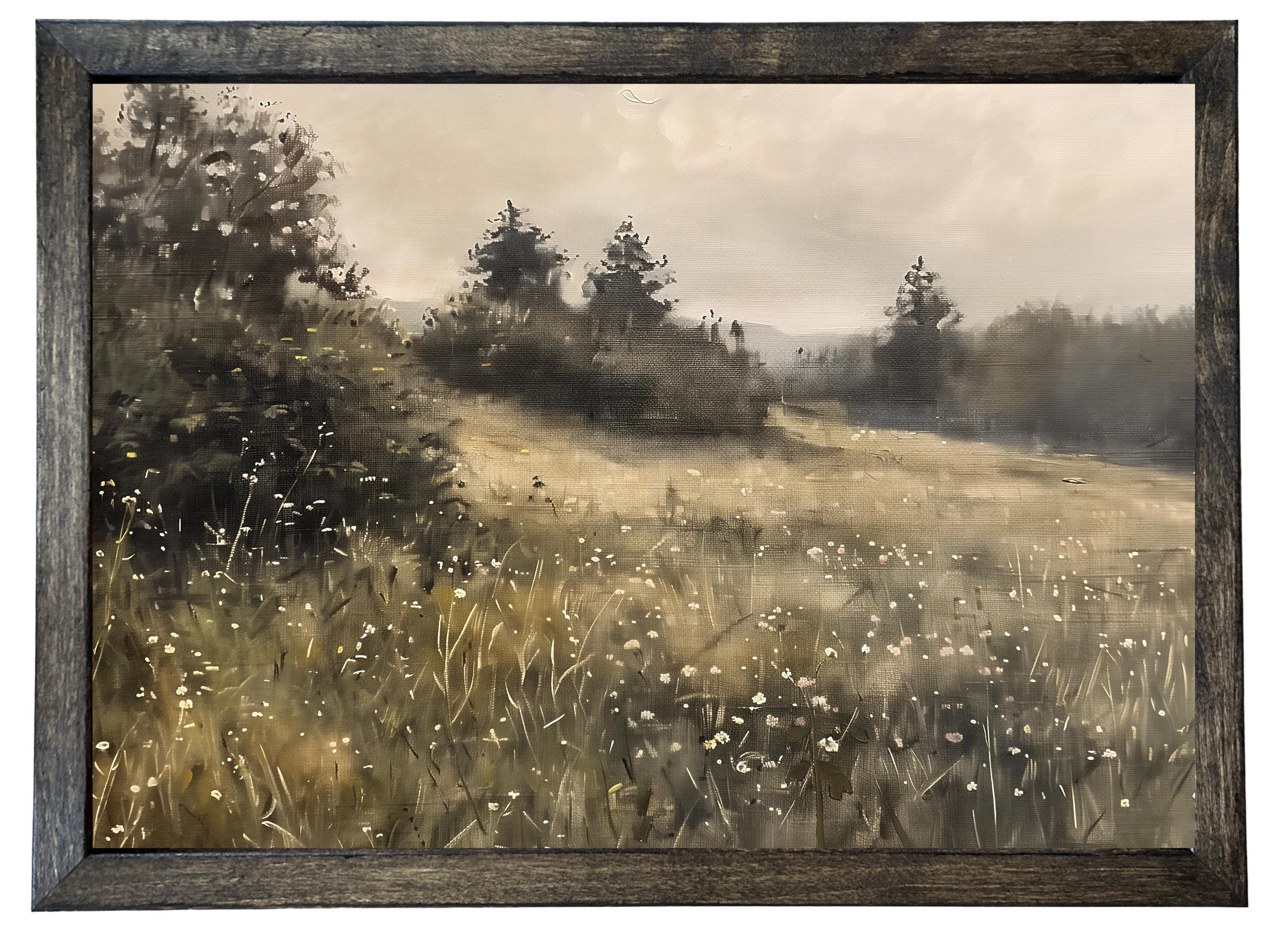 Wood Framed Print - Evergreen Field - Handmade in USA, gallery wall art, framed decor