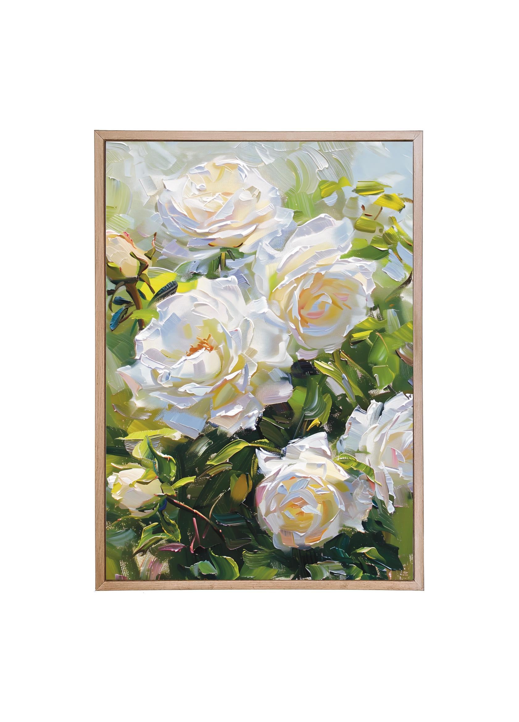 Wood Framed Print - Rose Bush - Handmade in USA, gallery wall art, framed decor