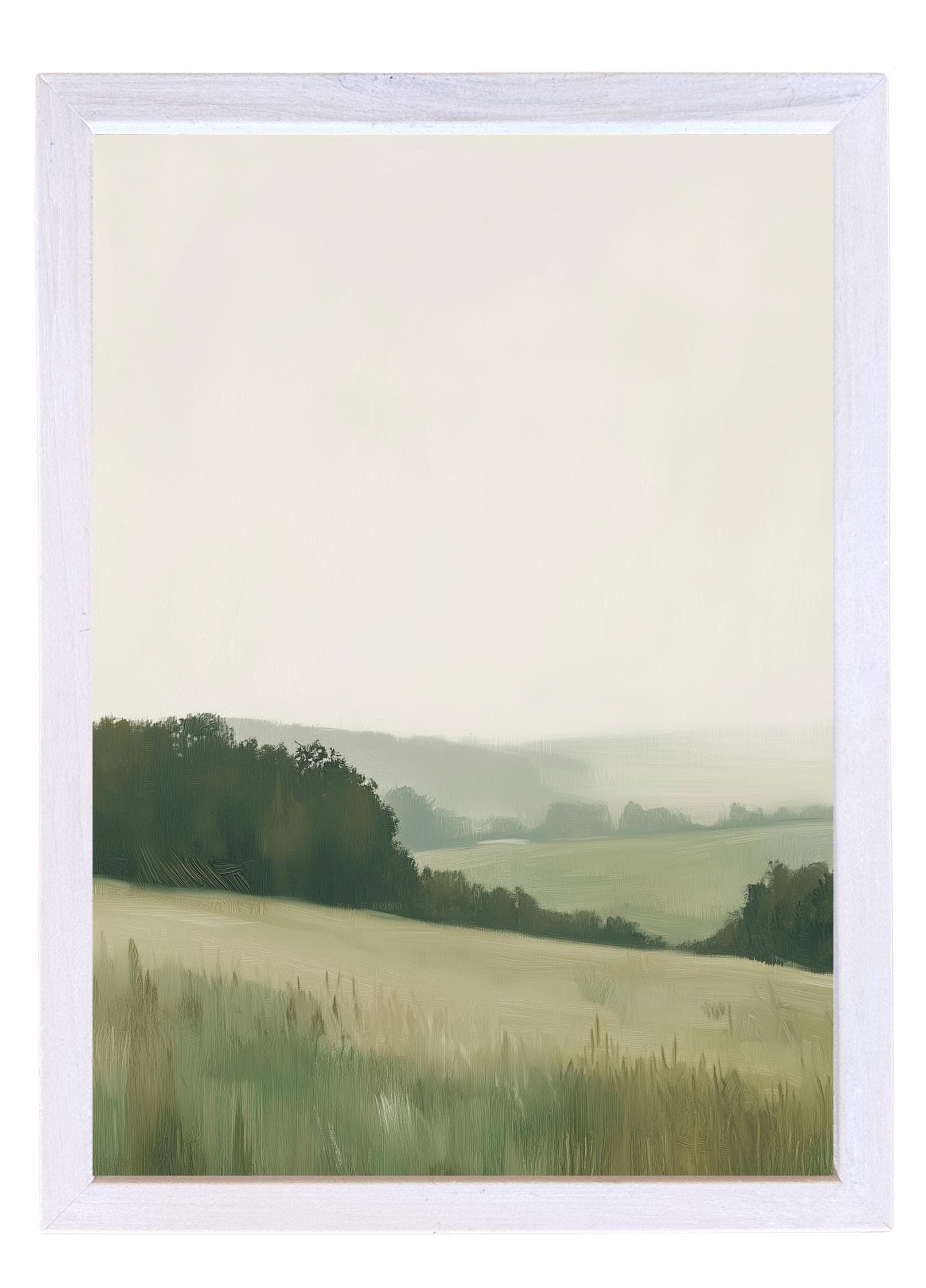 Wood Framed Print - Hillside Pastures - Handmade in USA, gallery wall art, framed decor