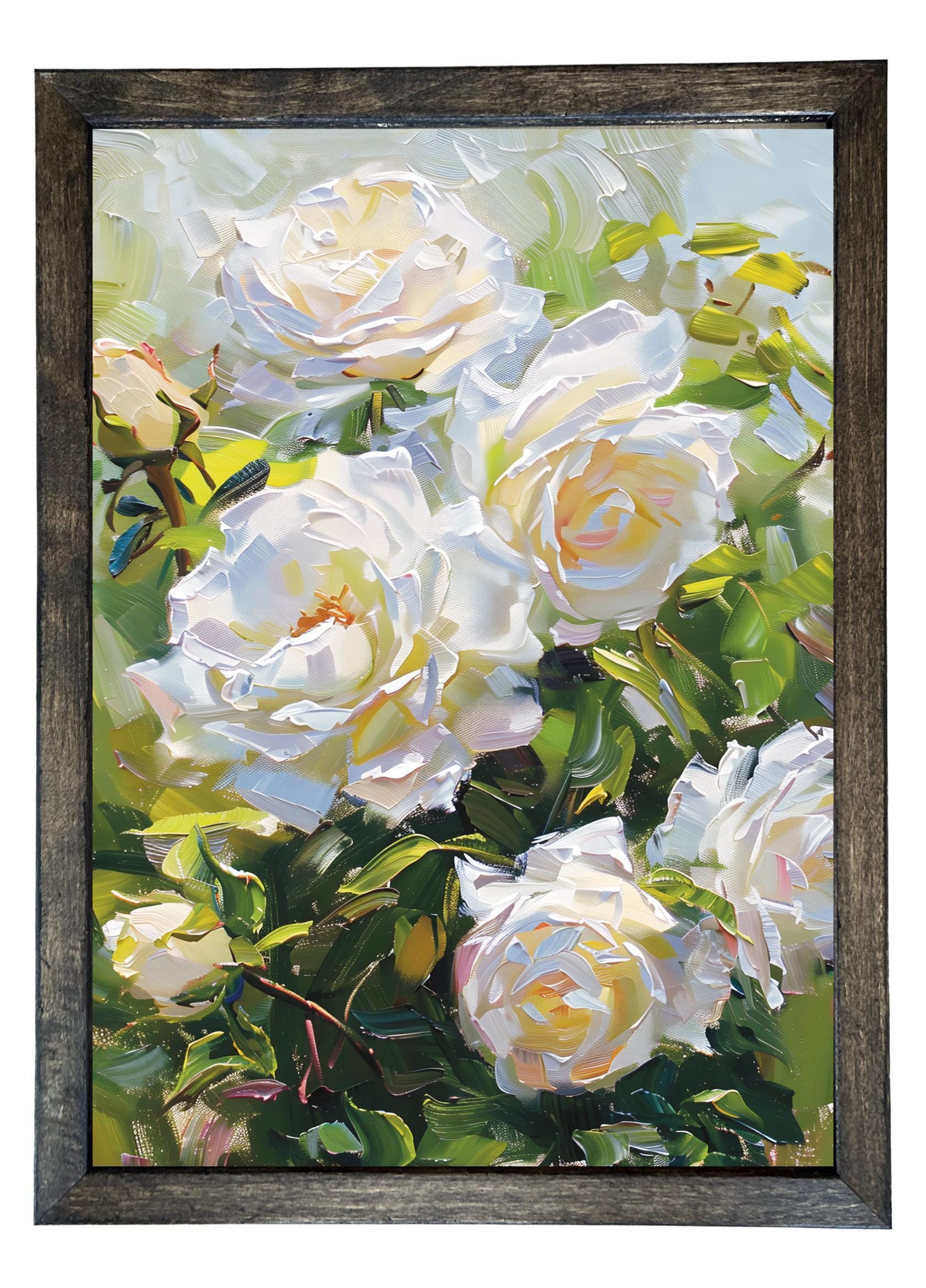 Wood Framed Print - Rose Bush - Handmade in USA, gallery wall art, framed decor