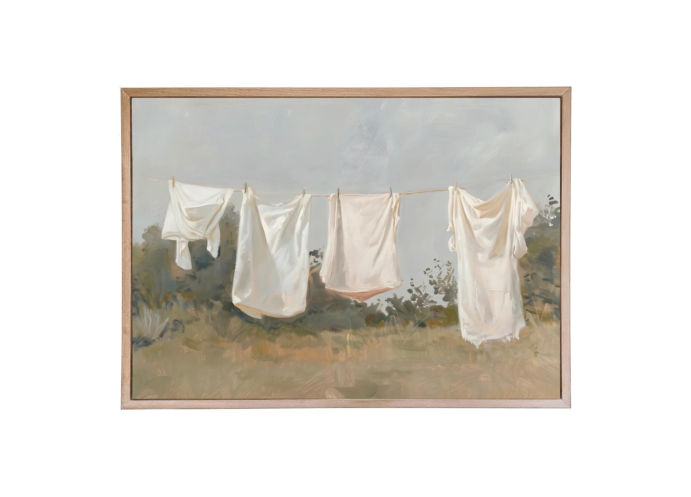 Wood Framed Print - Clothes Line - Handmade in USA, gallery wall art, framed decor