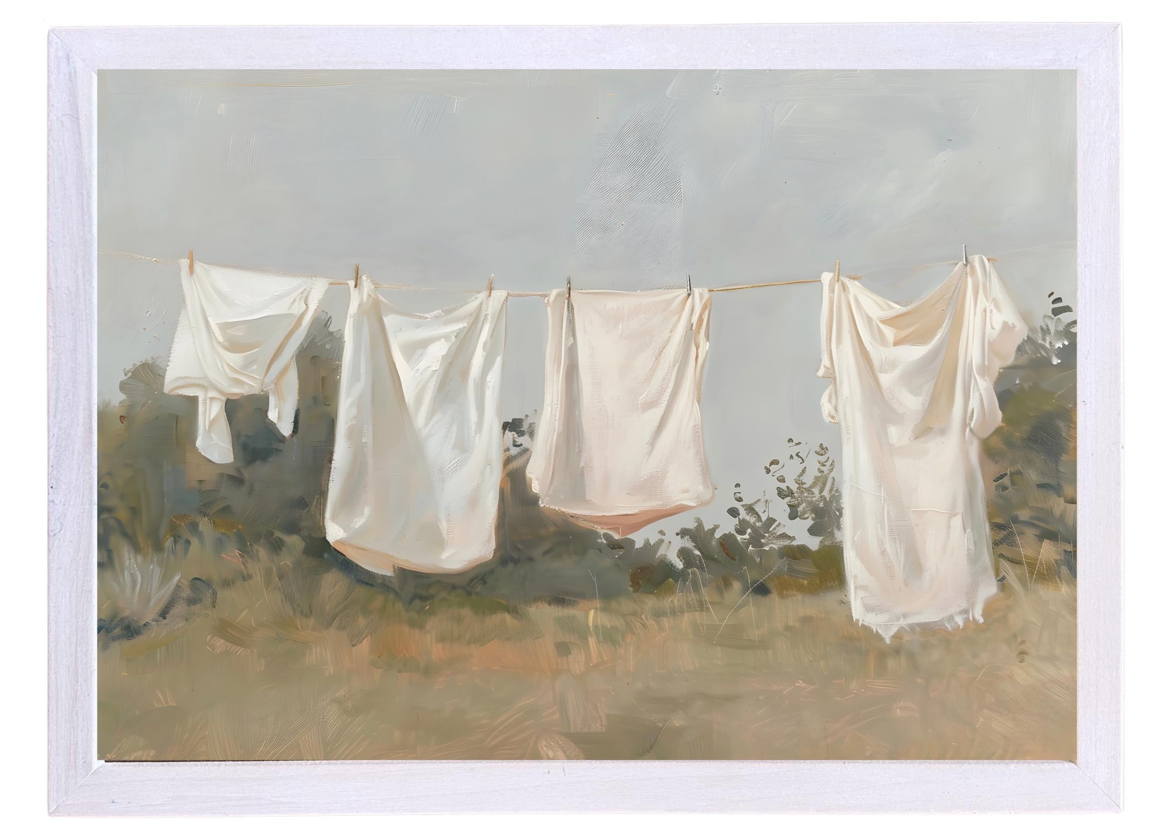 Wood Framed Print - Clothes Line - Handmade in USA, gallery wall art, framed decor