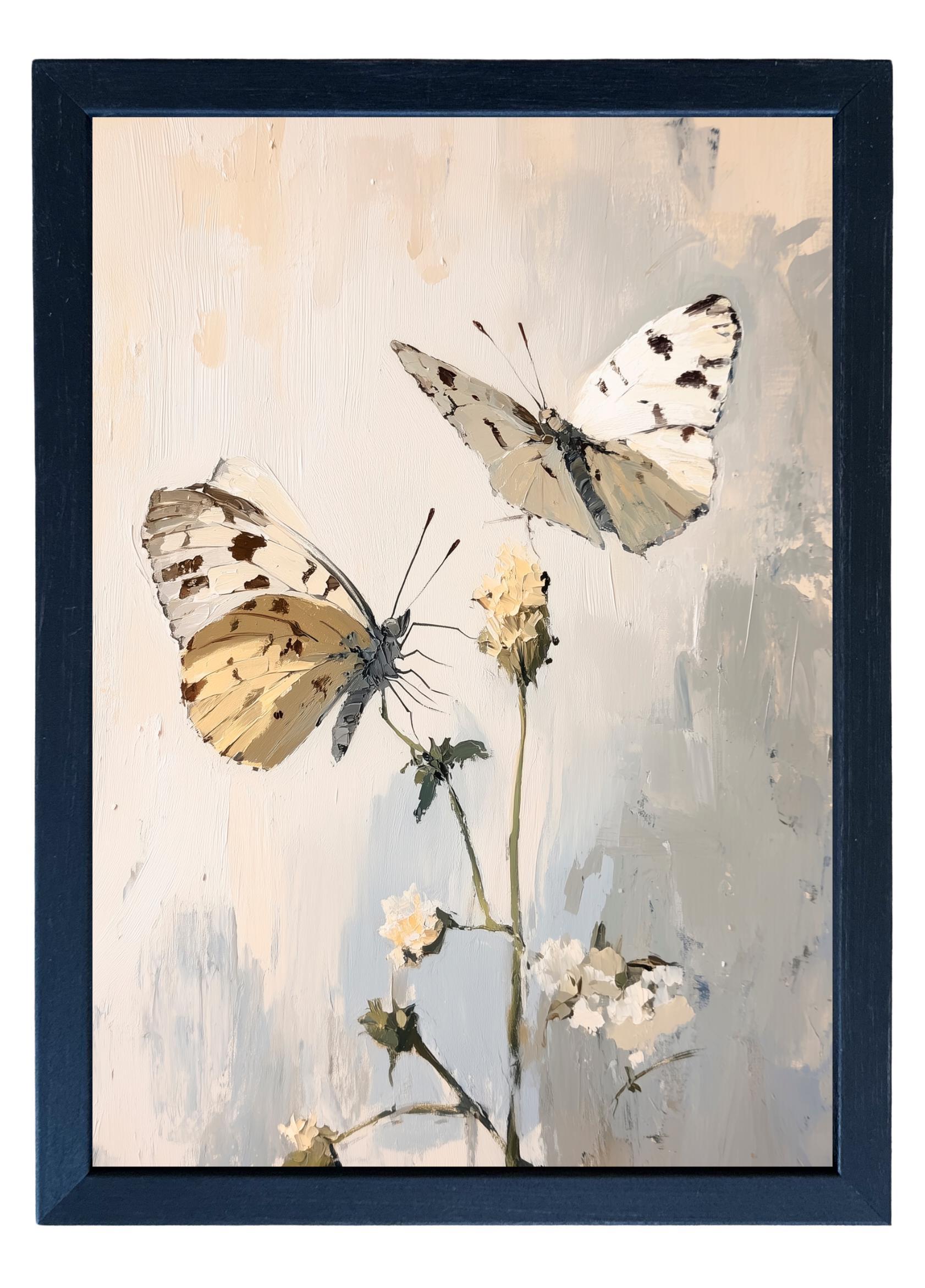Wood Framed Print - Butterfly Stem - Handmade in USA, gallery wall art, framed decor