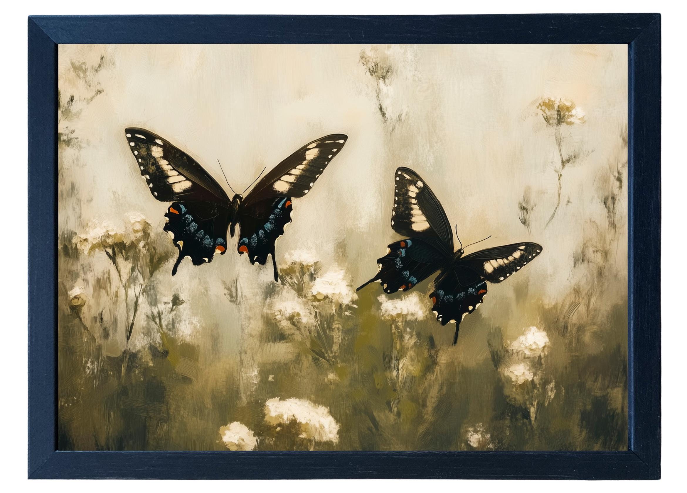 Wood Framed Print - Butterfly Pair - Handmade in USA, gallery wall art, framed decor