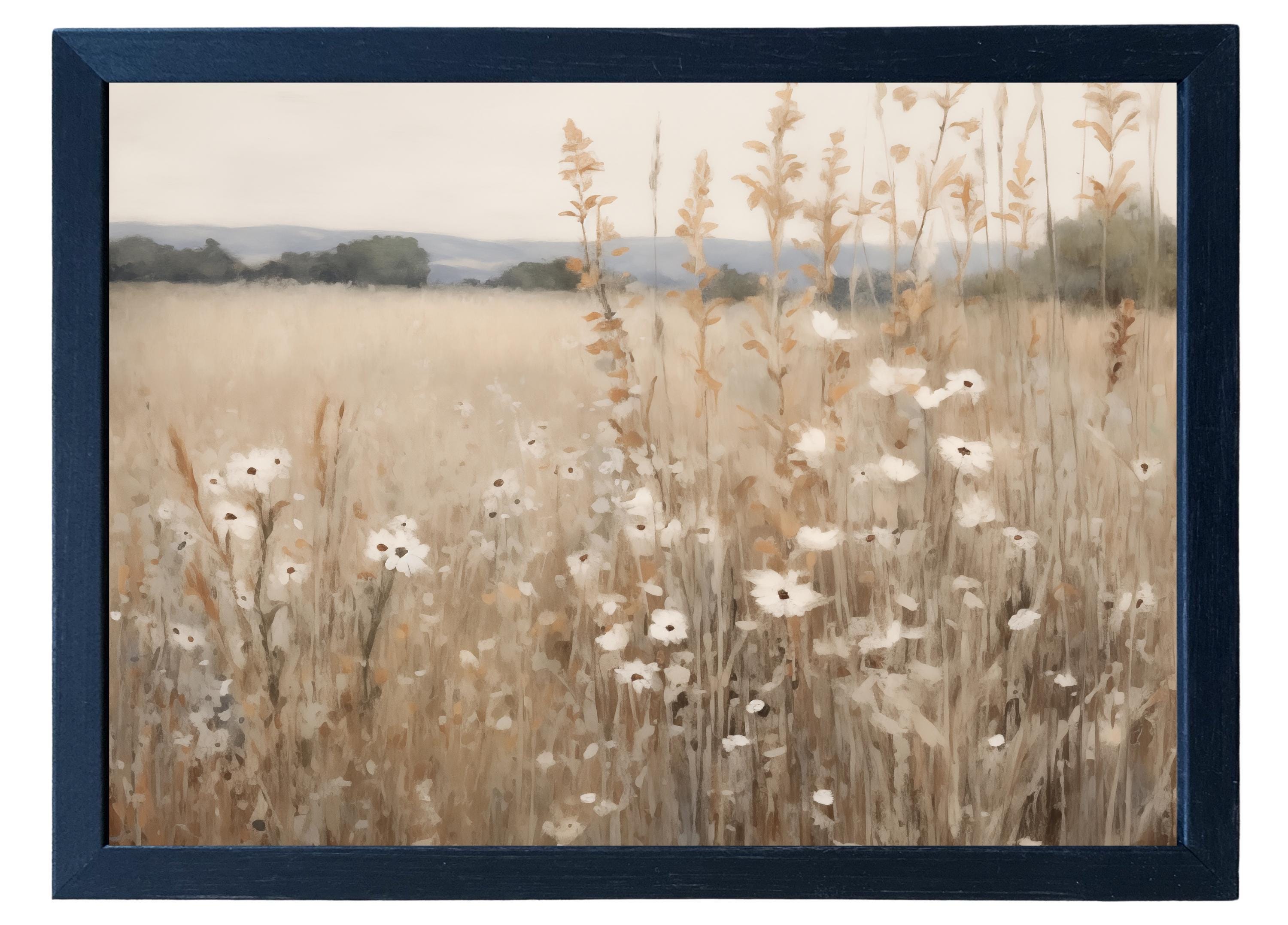 Wood Framed Print - Golden Grass Horizontal - Handmade in USA, gallery wall art, framed decor
