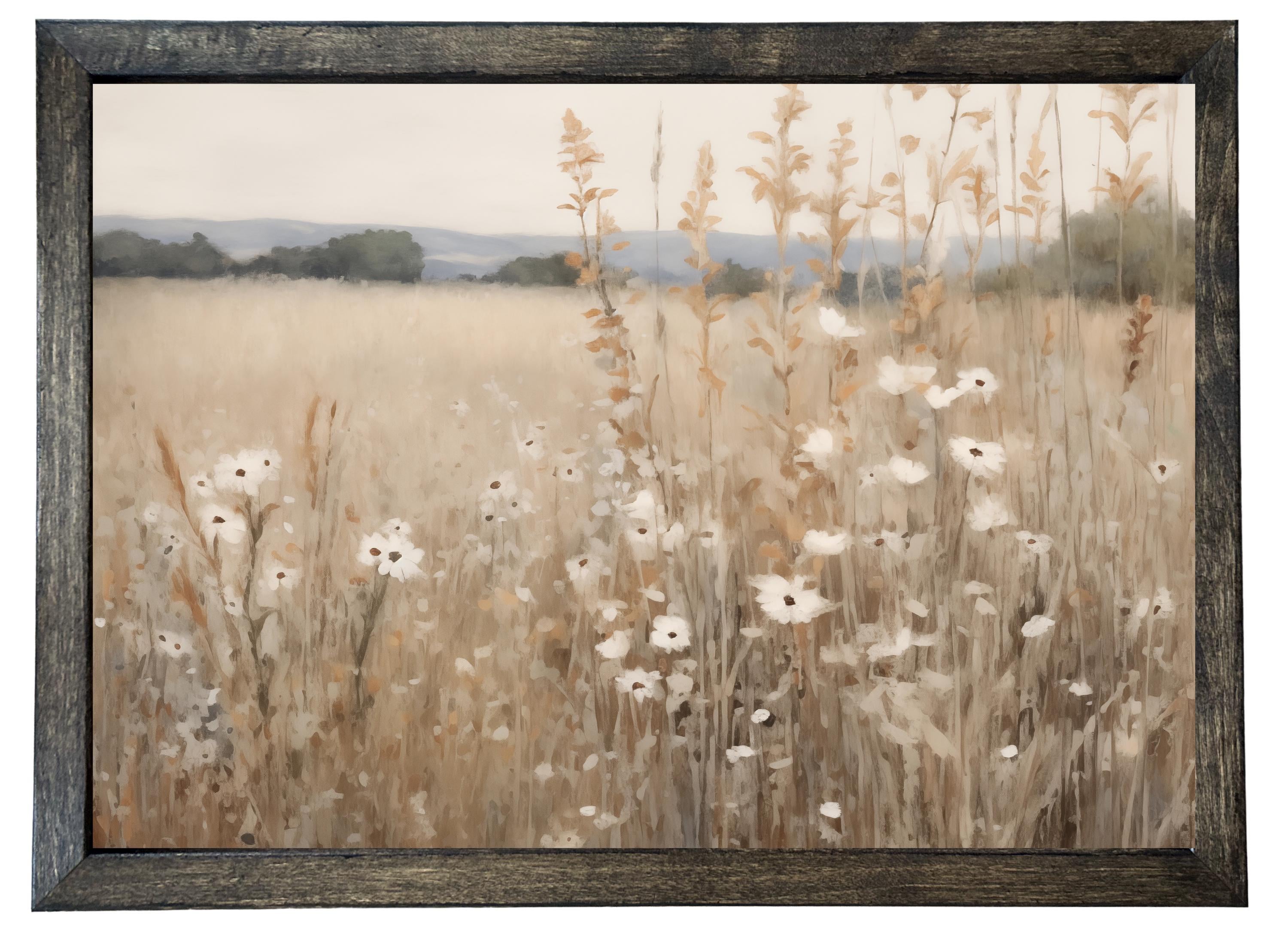 Wood Framed Print - Golden Grass Horizontal - Handmade in USA, gallery wall art, framed decor