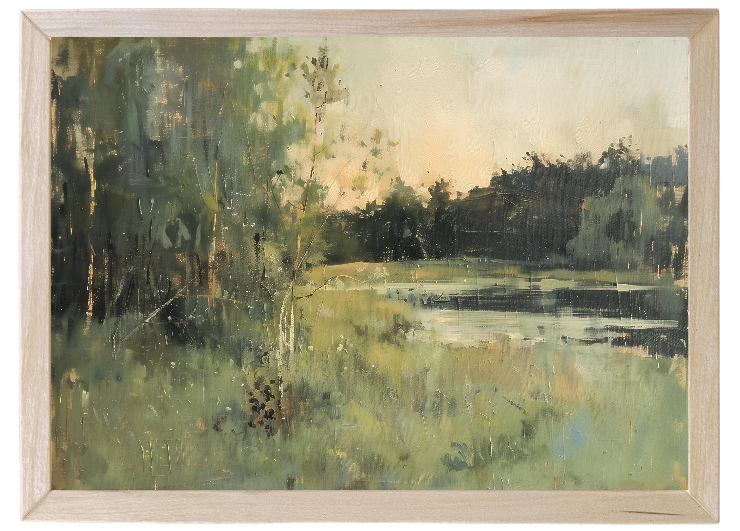 Wood Framed Print - Waterside Brush - Handmade in USA, gallery wall art, framed decor