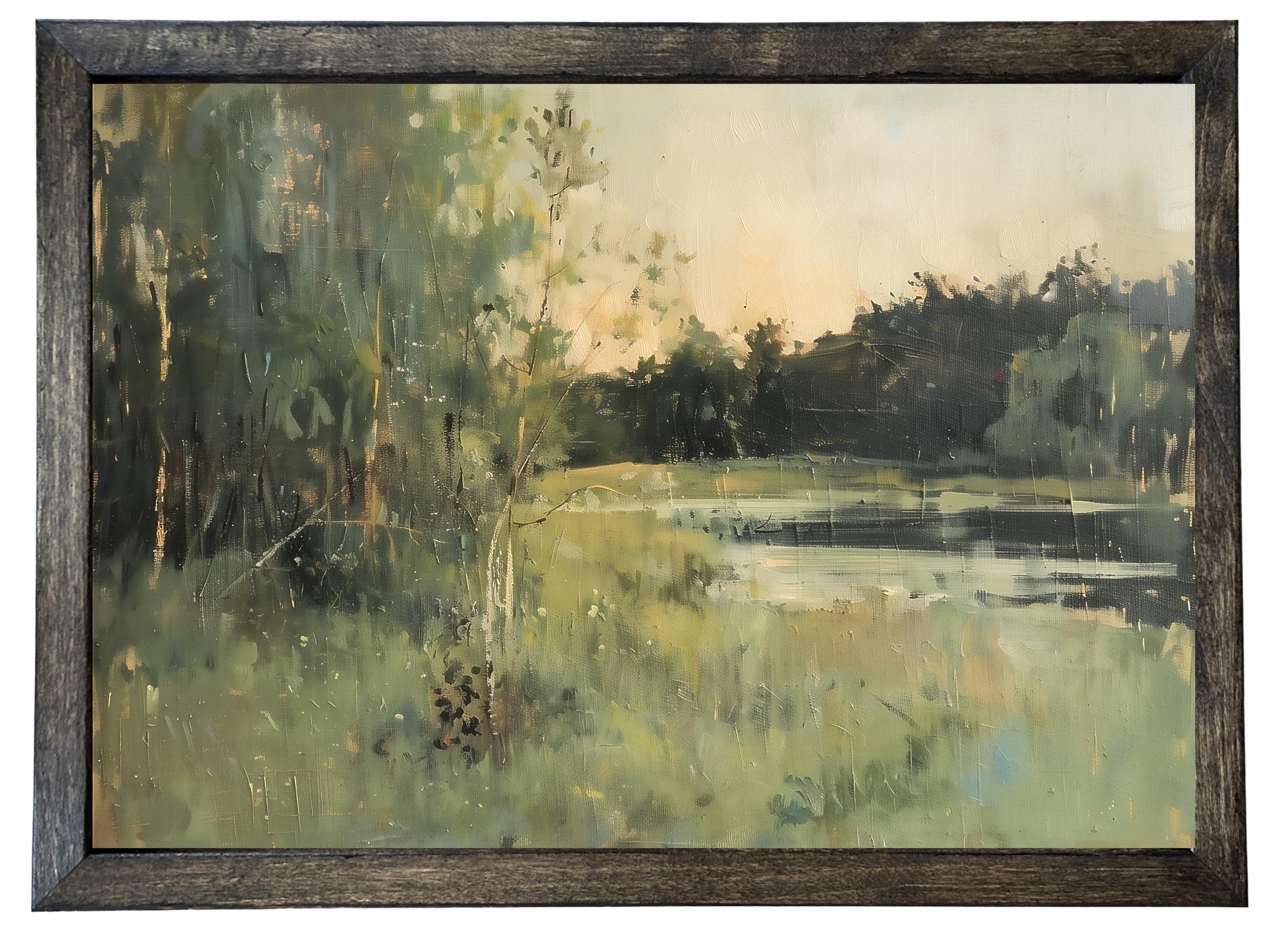 Wood Framed Print - Waterside Brush - Handmade in USA, gallery wall art, framed decor