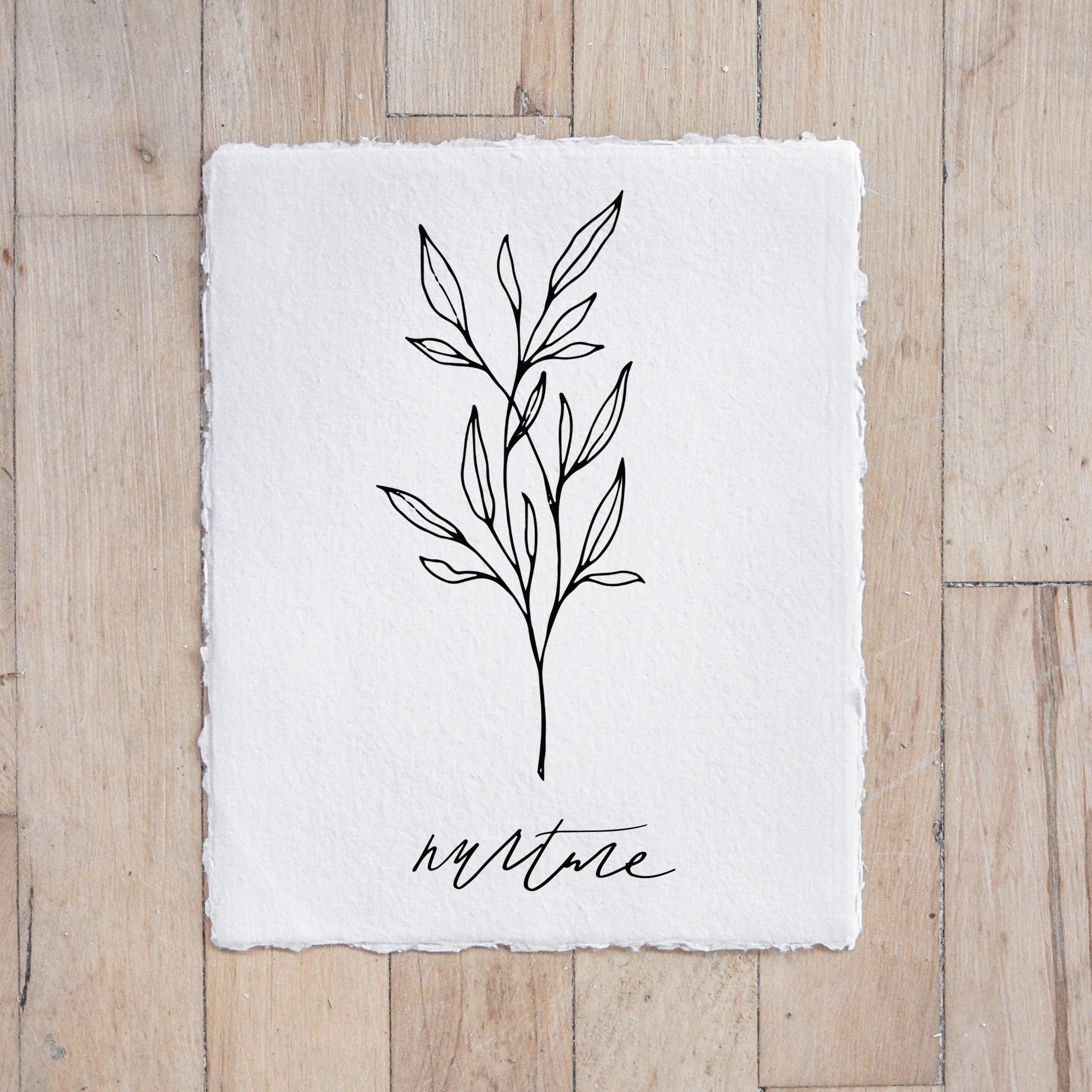 Calligraphy Print - Nurture Wildflower Print - Vertical, mother's day gift, present for mom