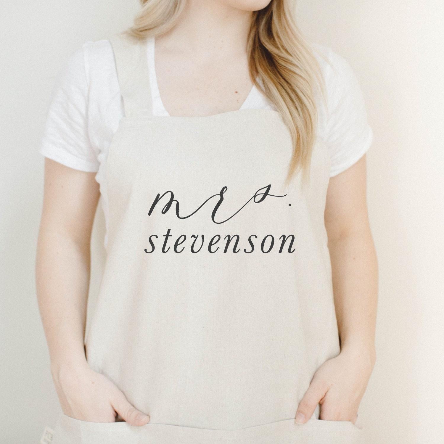 Personalized Mrs. Apron: Unbleached Cotton Kitchen Decor