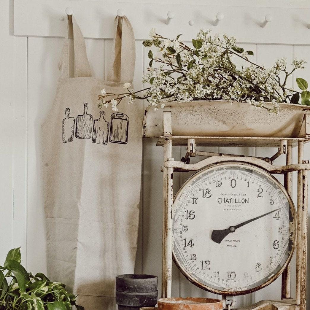 Apron - Cutting Boards - Women's Cross back Apron with pockets, gift for mom, chef, cook, kitchen, baking