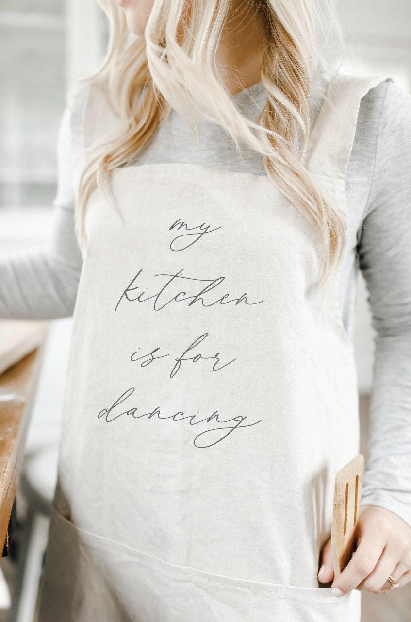 Kitchen Apron: My Kitchen is For Dancing, Unbleached Cotton