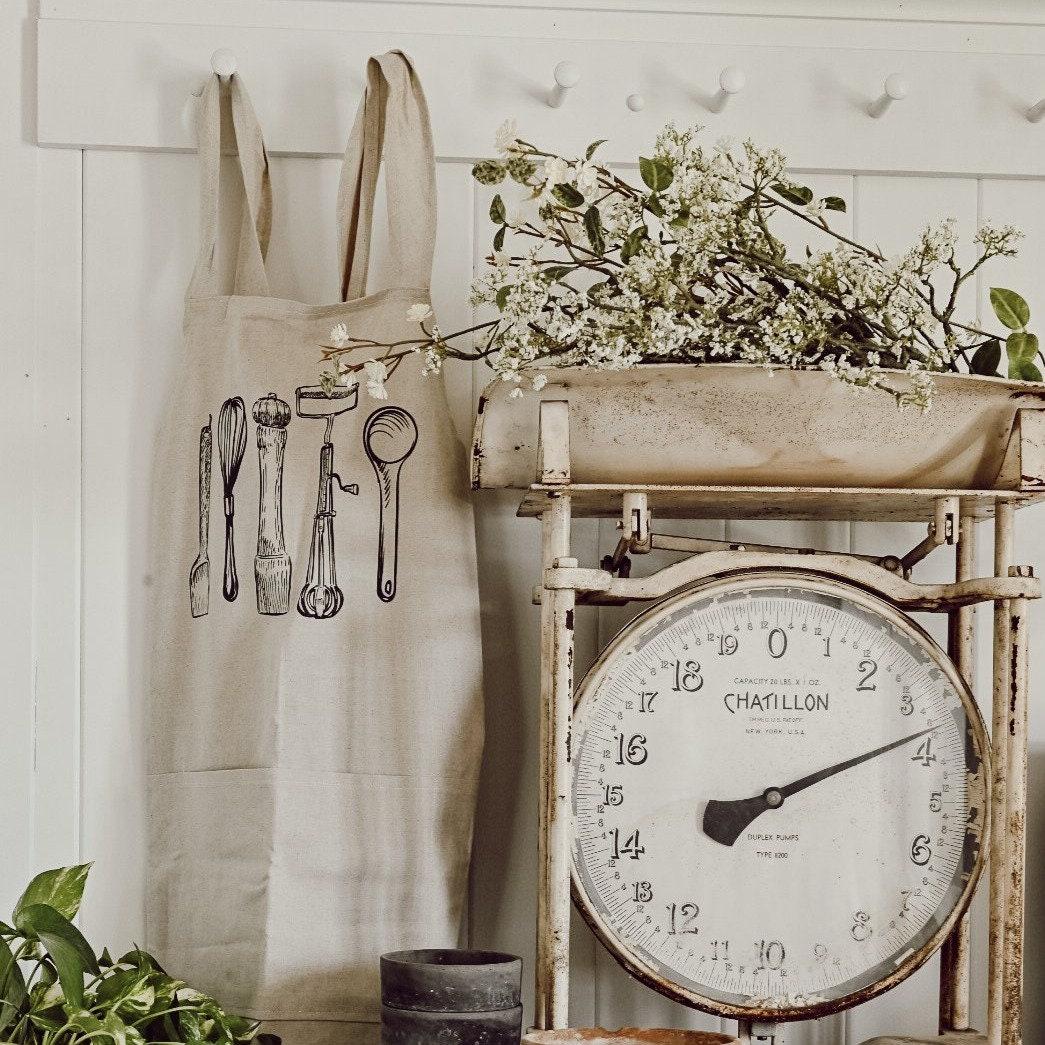 Apron - Cooking Utensils - Women's Cross back Apron with pockets, gift for mom, chef, cook, kitchen, baking