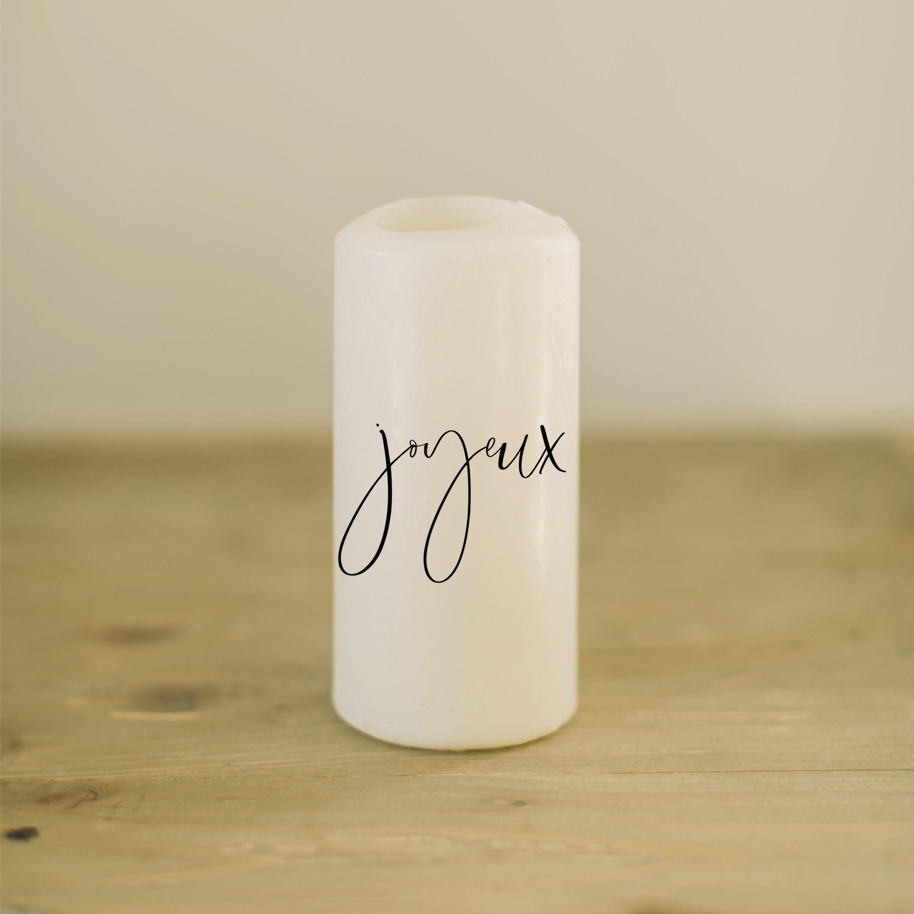 Christmas Pillar Candle - Joyeux Noel, home decor, present, housewarming gift, rustic, Christmas Decor, Holiday Decor, Gift, cozy