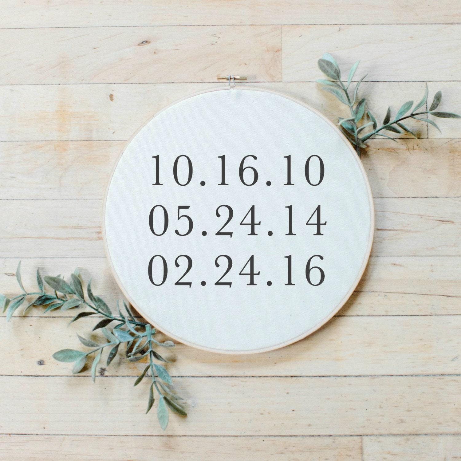 Personalized Embroidery Hoops - Personalized Special Dates
