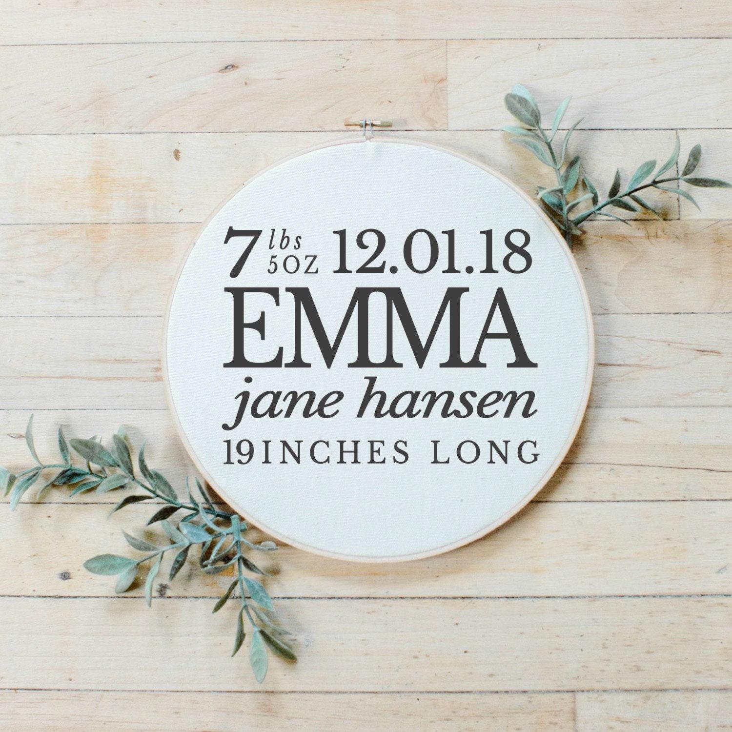 Personalized Embroidery Hoops - Personalized Classic Birth