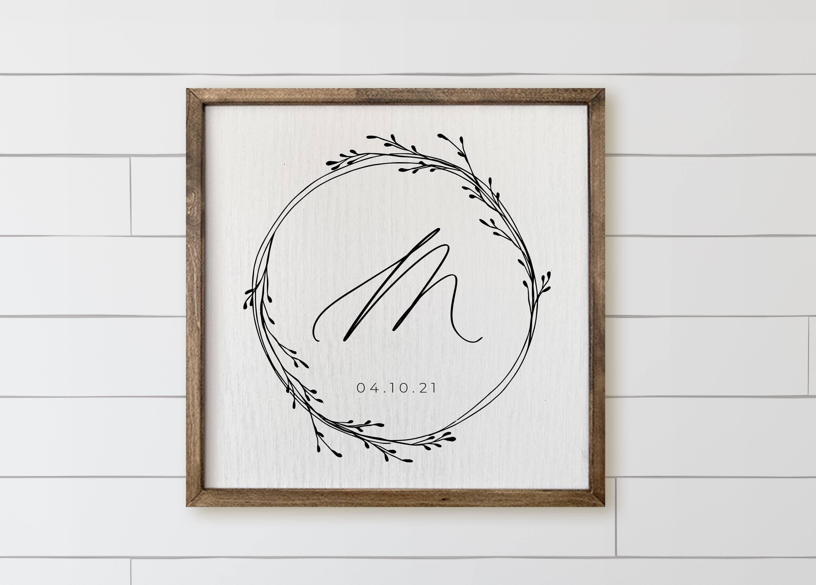 Wooden Frames - Wreath Initial