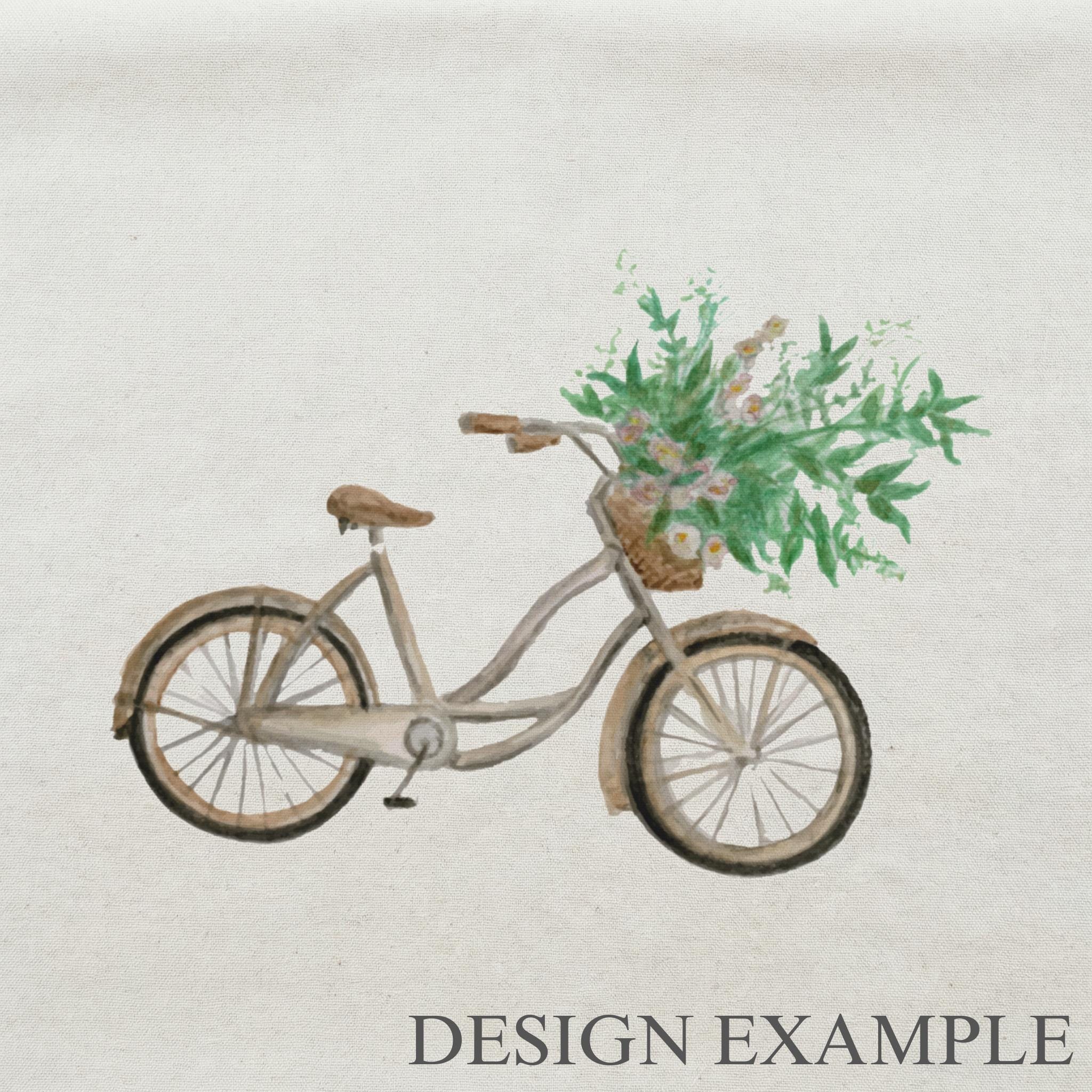 Tote Bags - Flower Bike Basket Watercolor
