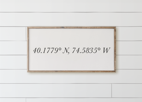 Personalized Coordinates Wood Framed Sign